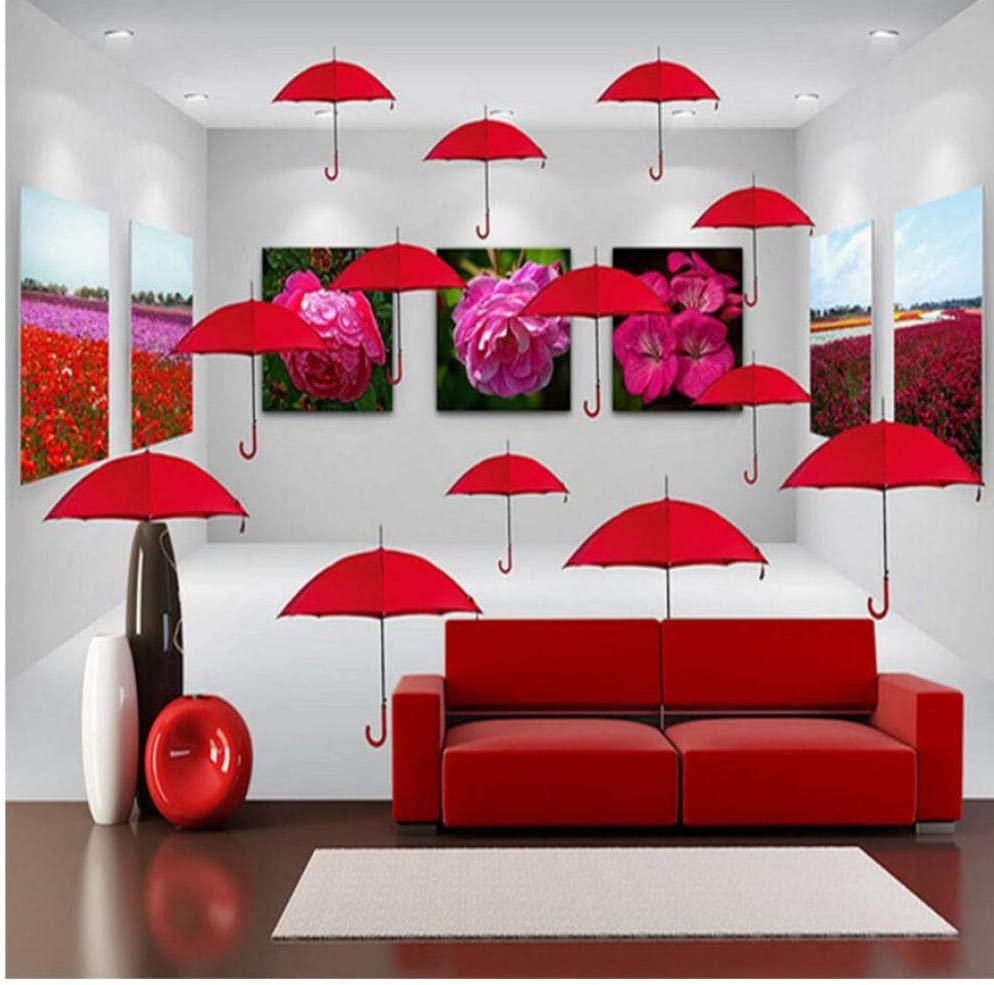 994x985 Zjxxm Custom 3D Photo Wallpaper Murals Modern Red Umbrella Flowers Space 3D Backdrop Wall for Living Room Bedroom Decor Wall Paper -200Cmx140Cm : Everything Else