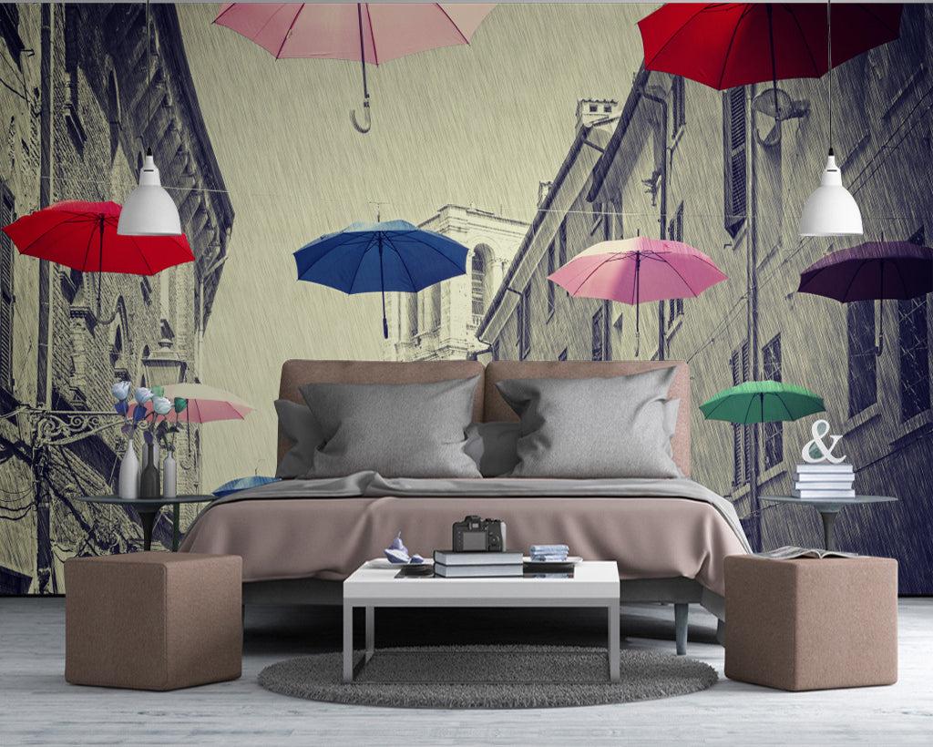 1024x820 3D Colored Umbrella WG408 Wall Murals