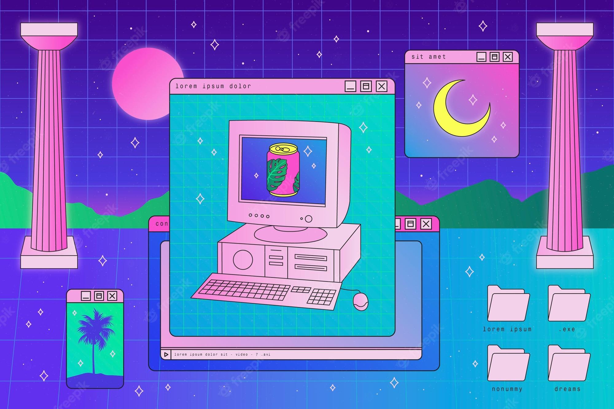 2000x1333 Vaporwave Wallpaper Image. Free Vectors, & PSD