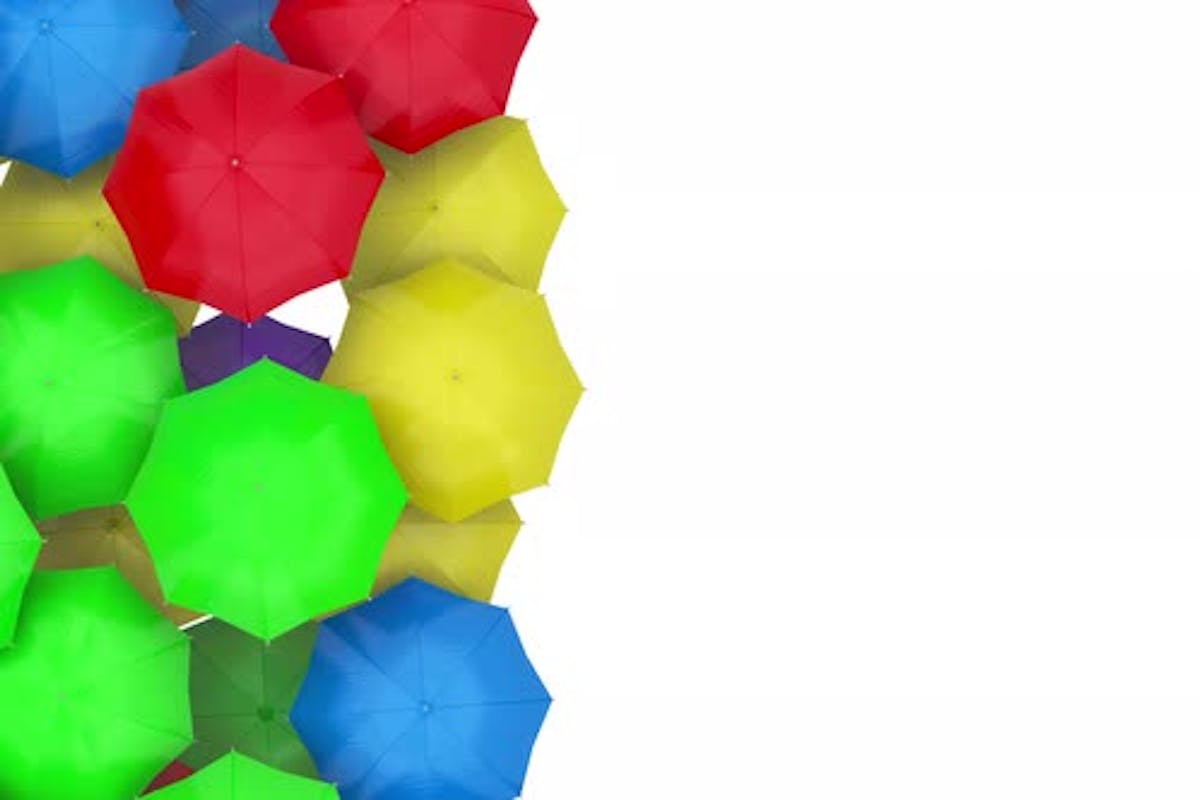 1200x800 Umbrella Multicolored Background with Many Colorful Umbrellas 3D Rendering by legan80 on Envato Elements