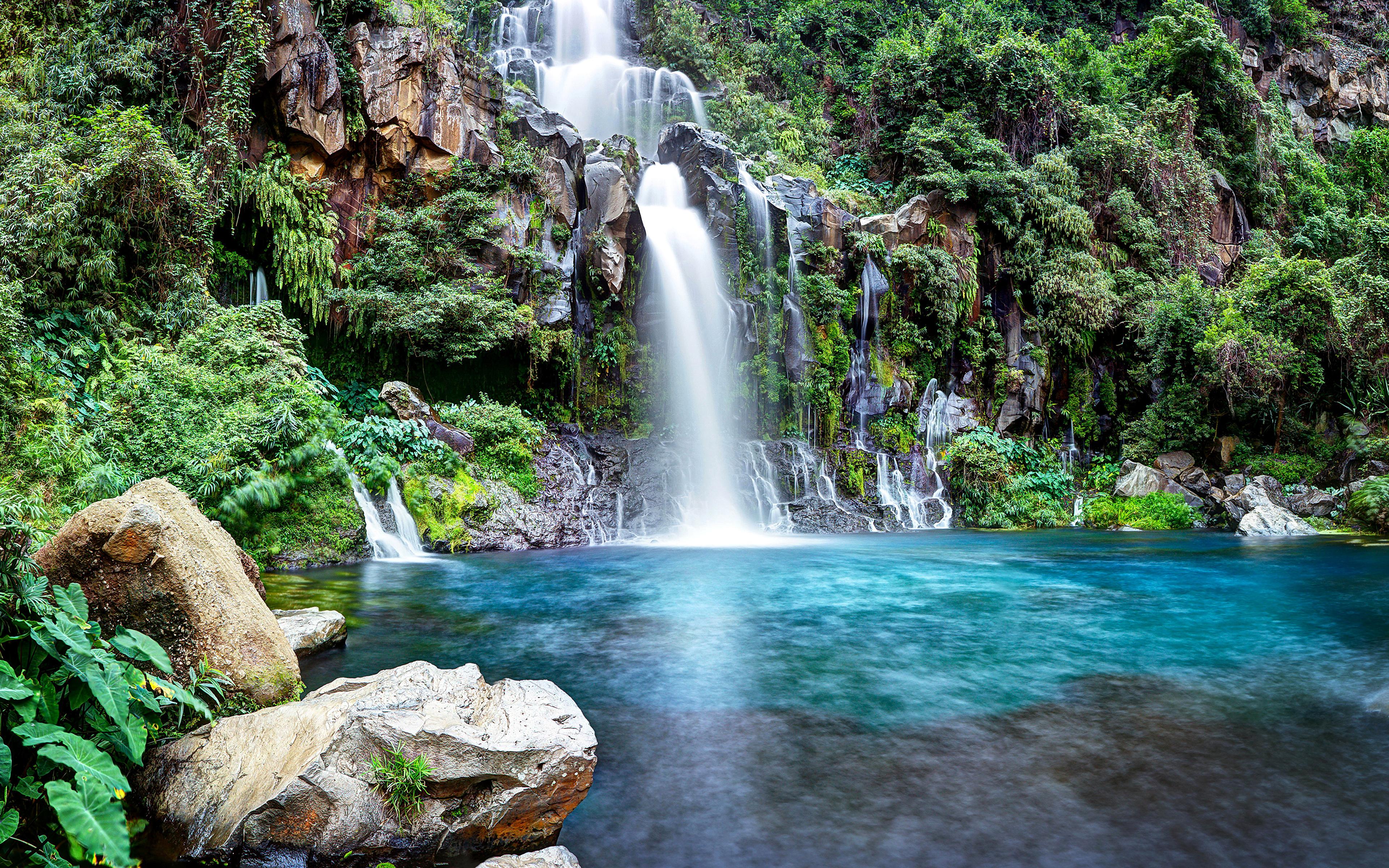 3840x2400 Image France Reunion Island Saint Gilles Nature Waterfalls 3840x2400
