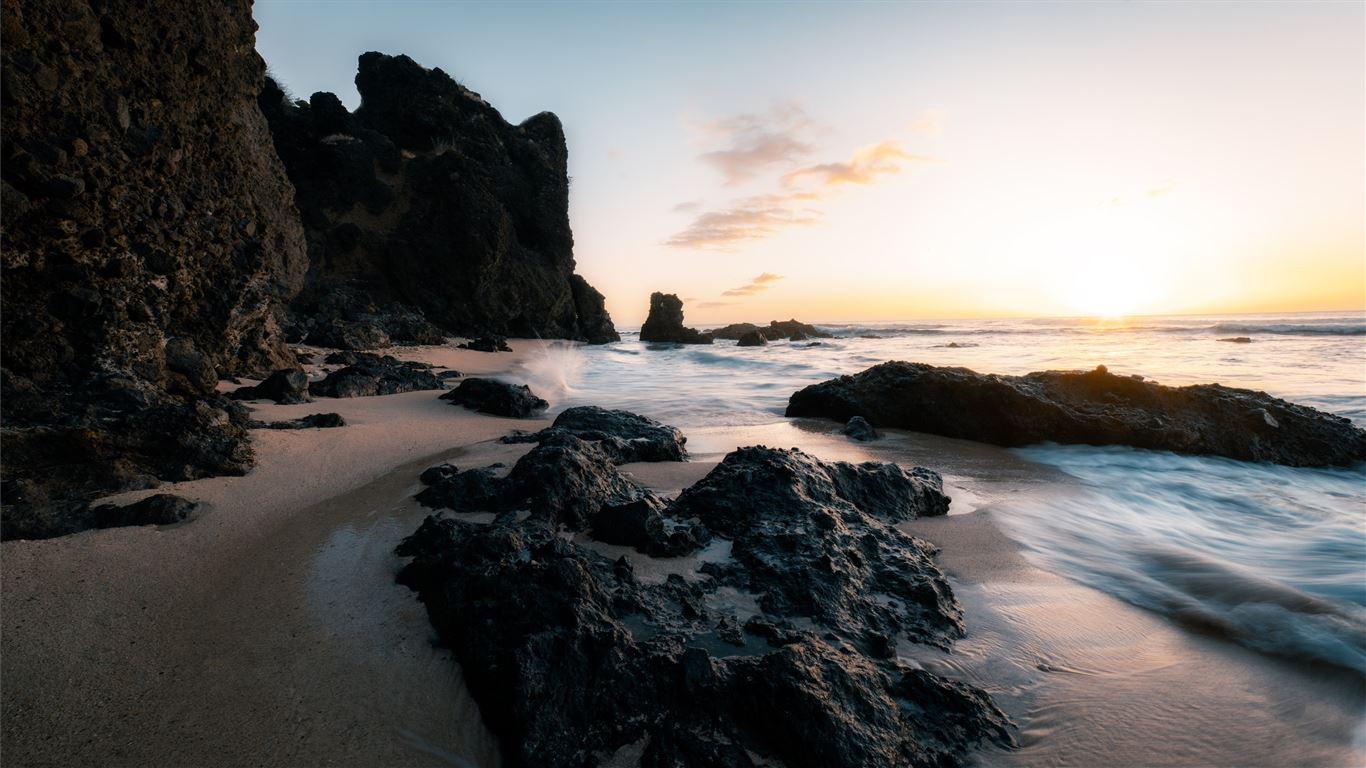 1366x768 Boucan Canot Beach in Reunion Island MacBook Air Wallpaper Download