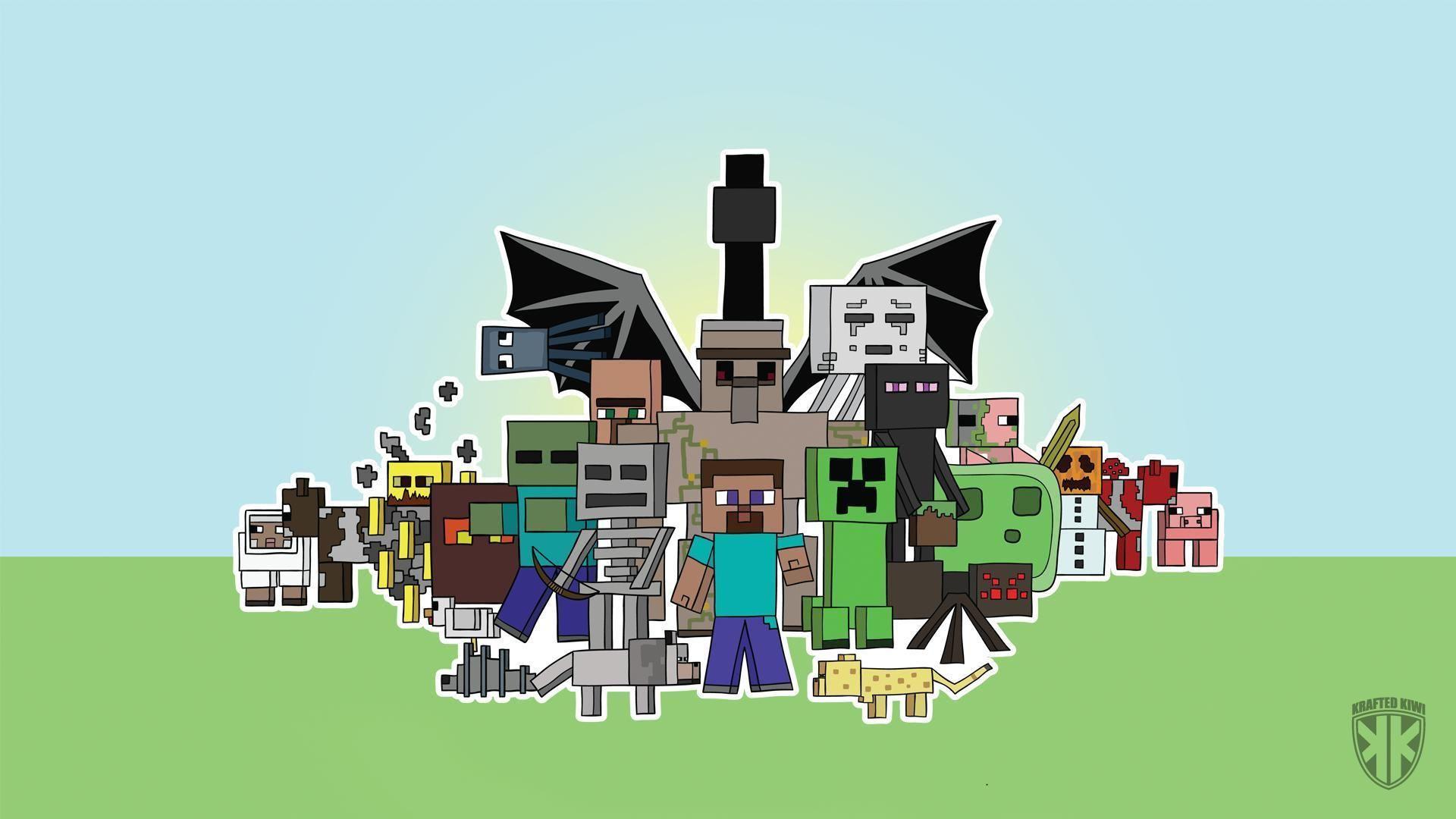 1920x1080 Minecraft Monsters Wallpaper