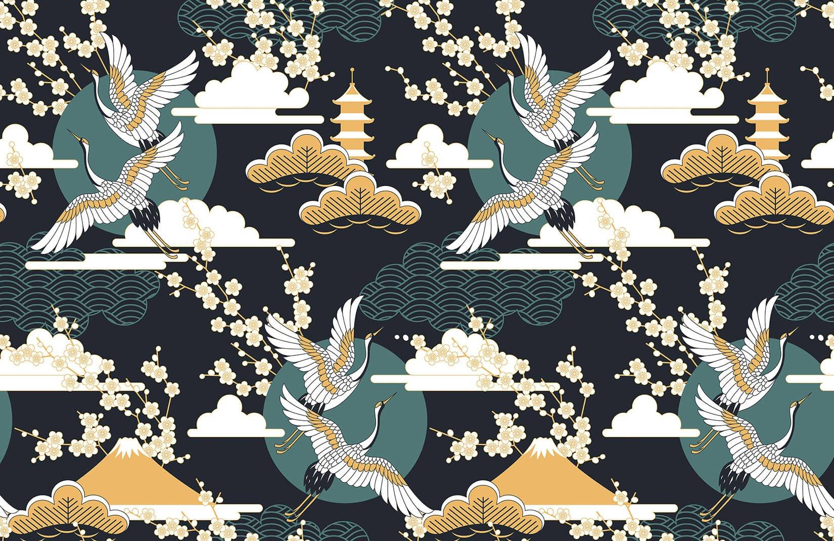 1650x1070 Dark Sky Oriental Wallpaper Mural