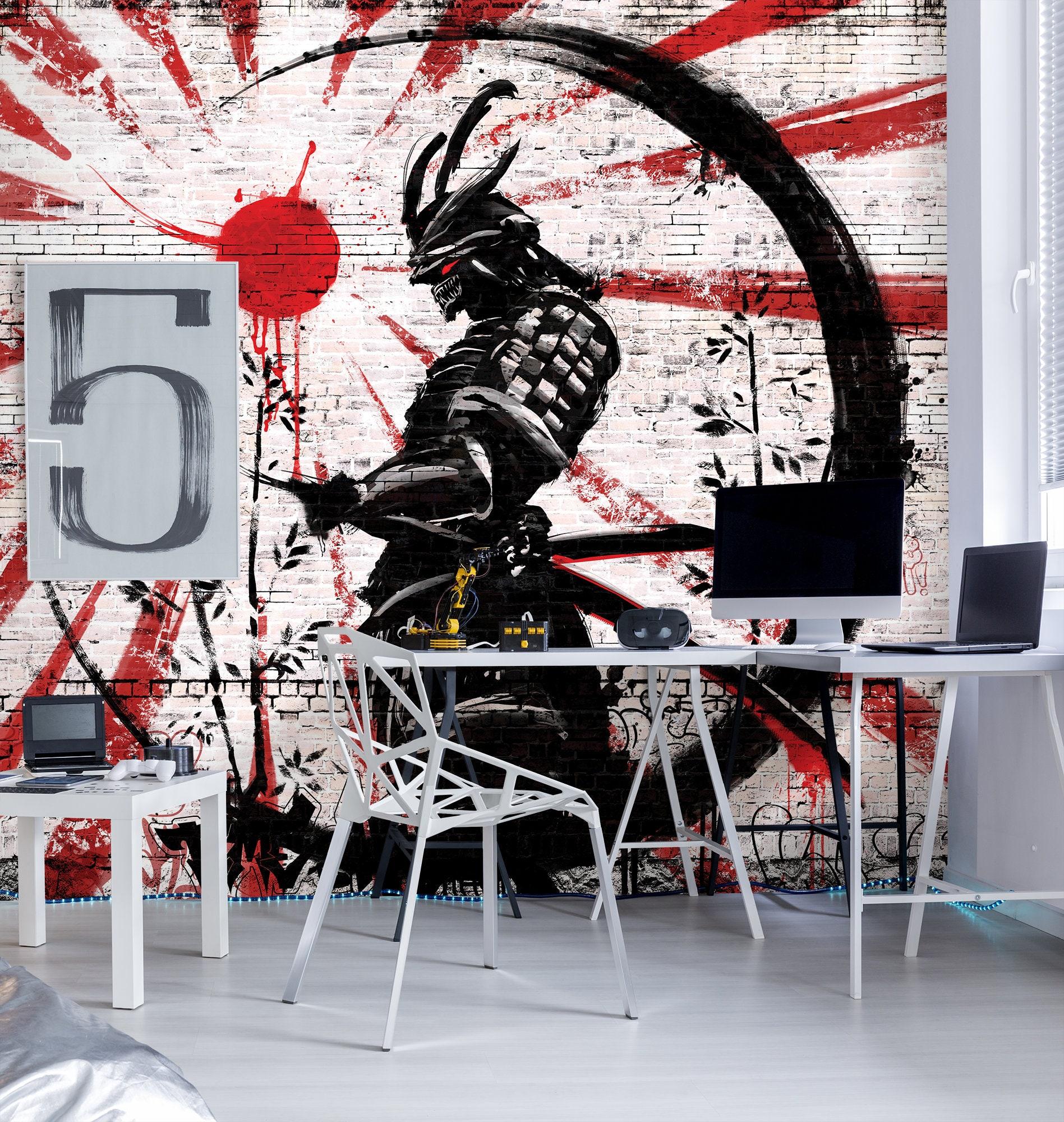 1897x2000 Japanese Warrior Street Art Wallpaper Dark Samurai Painting