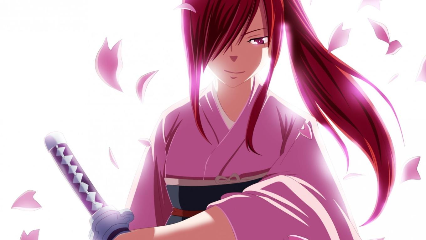 1360x768 erza scarlet, fairy tail, smile Desktop Laptop HD Wallpaper, HD Anime 4K Wallpaper, Image, Photo and Background