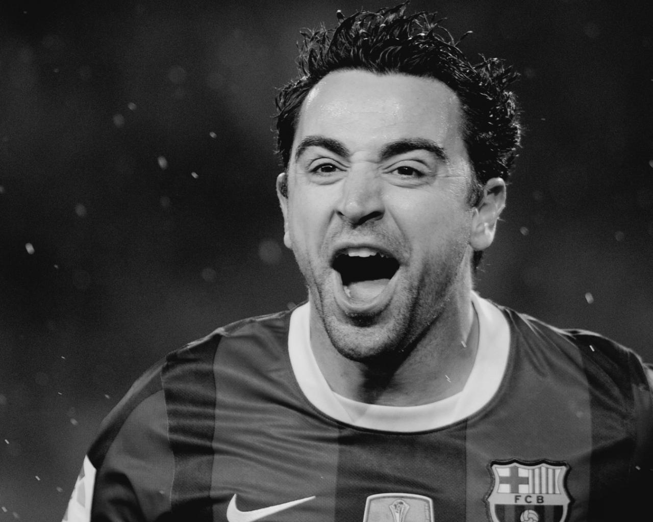 1280x1024 Barcelona Xavi Hernandez in dark colors Desktop wallpaper 1280x1024