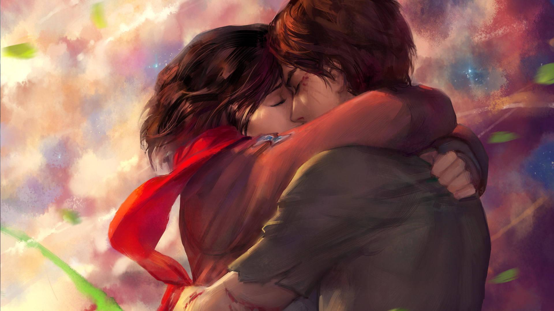 1920x1080 Download Eren Yeager And Mikasa Ackerman Kiss Wallpaper
