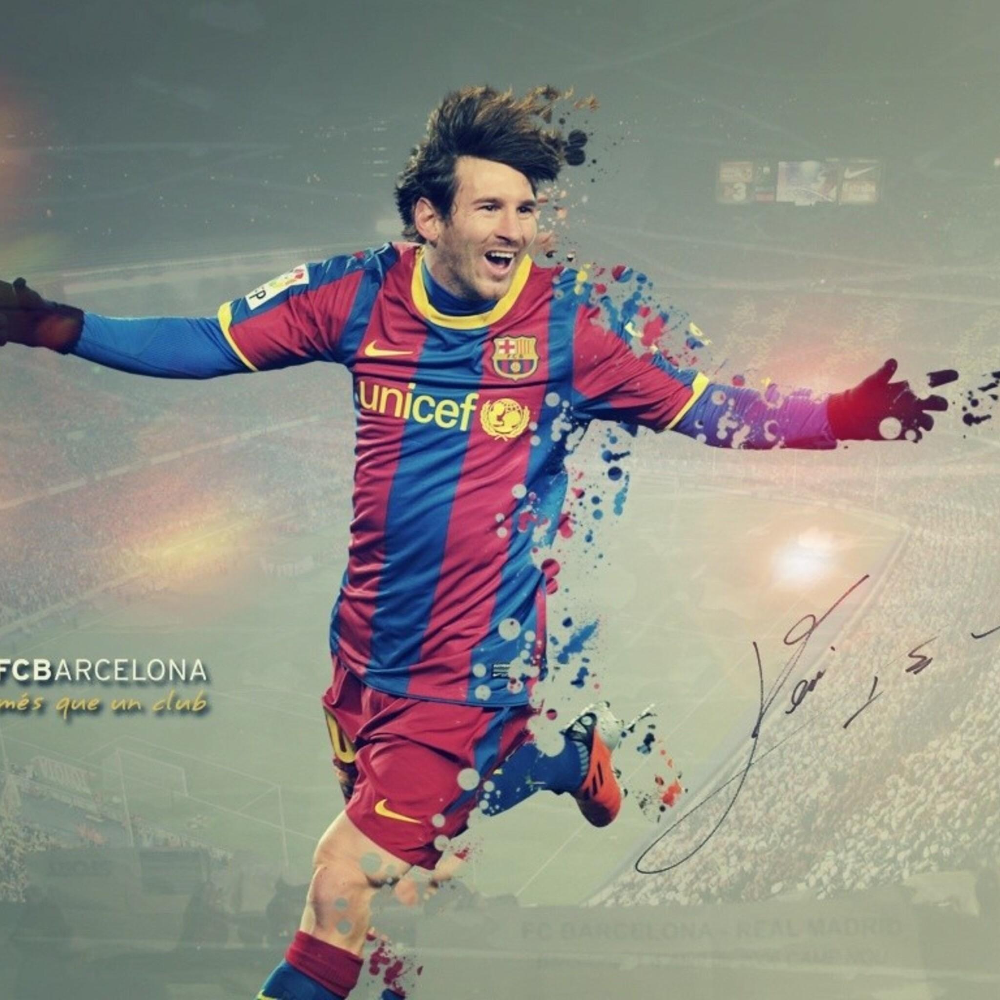 2048x2048 Lionel Messi FCB iPad Air HD 4k Wallpaper, Image, Background, Photo and Picture