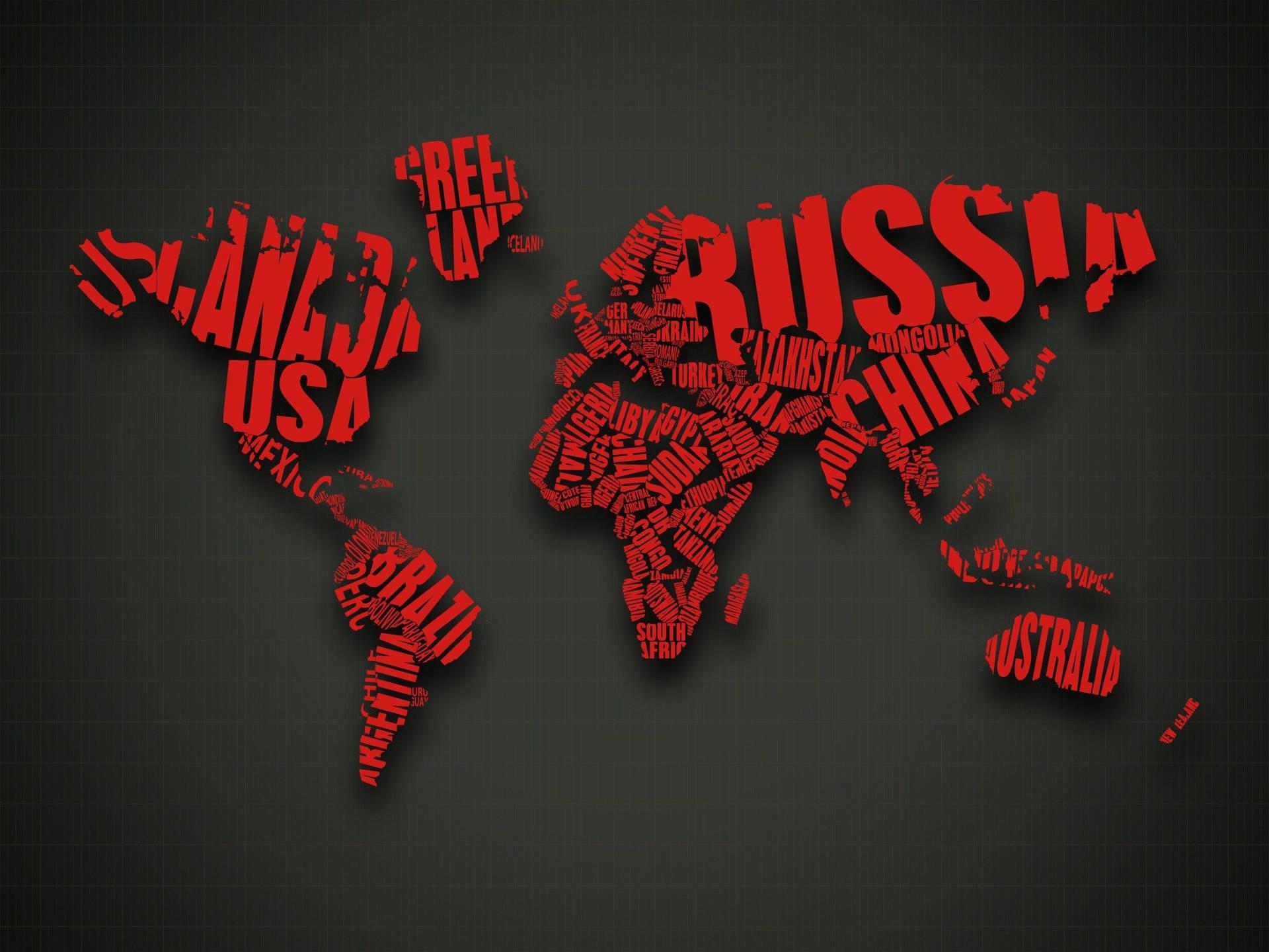 1920x1440 Download Red Graphic Country Names World Map Wallpaper