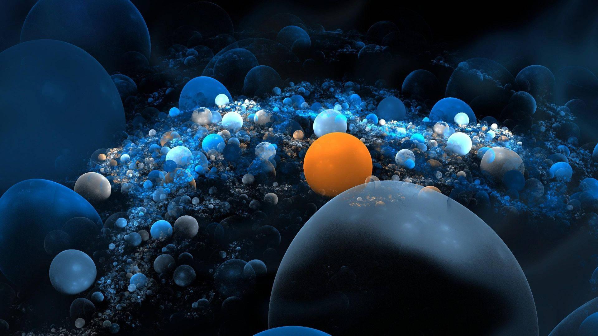 1920x1080 Download Cool Orange Circle And Blue Spheres Wallpaper