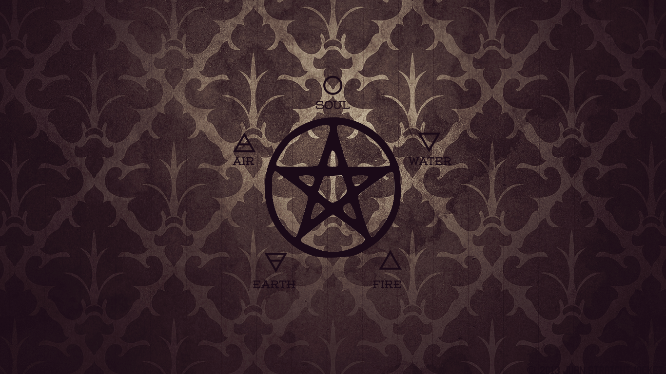 1366x768 Wiccan Pentagram Art. Earth Air Fire Water. Wiccan wallpaper, Wicca pentagram, Pentagram