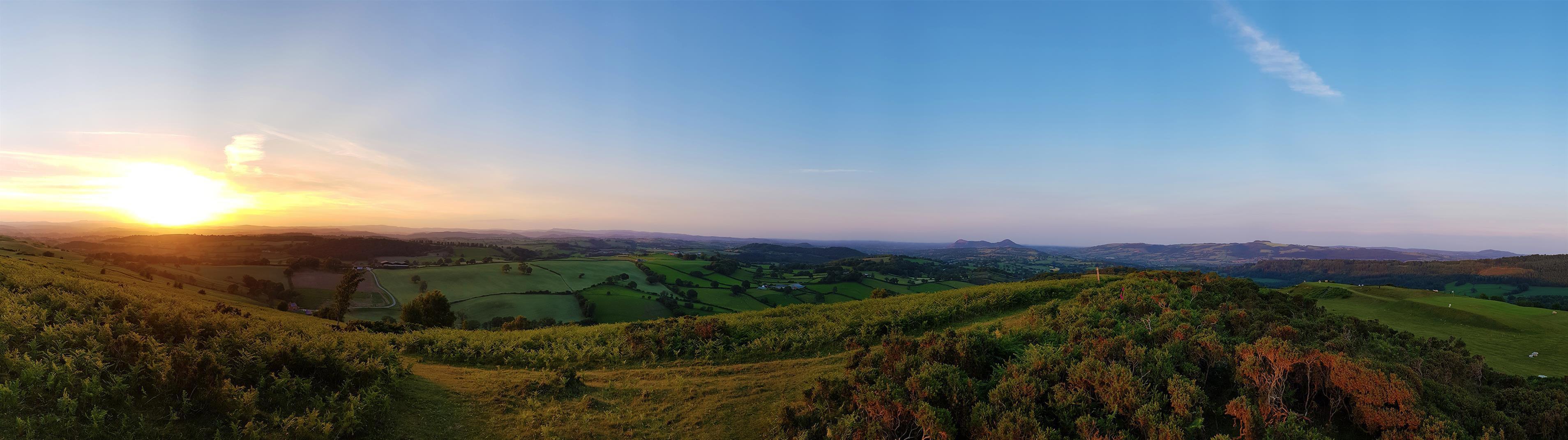3816x1073 Duel Monitor wallpaper. Welsh hilltop