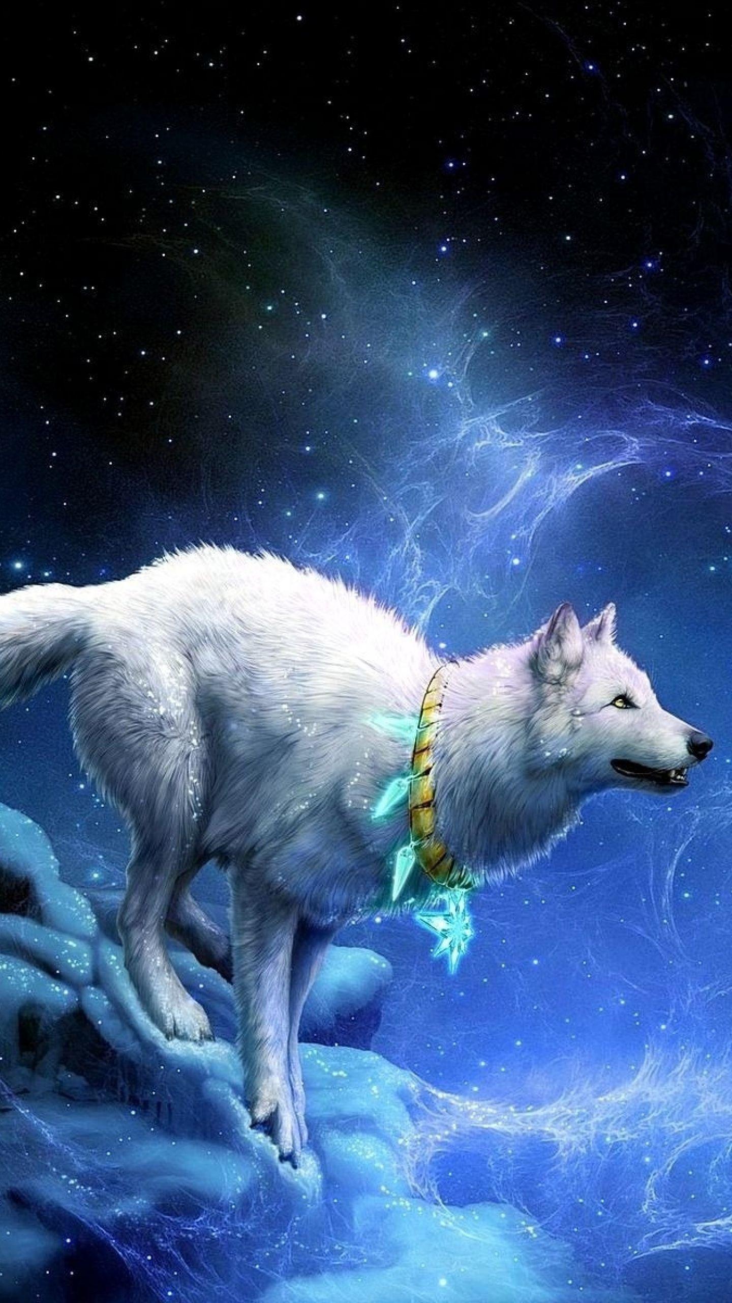 Hình nền con sói Galaxy 1440x2560