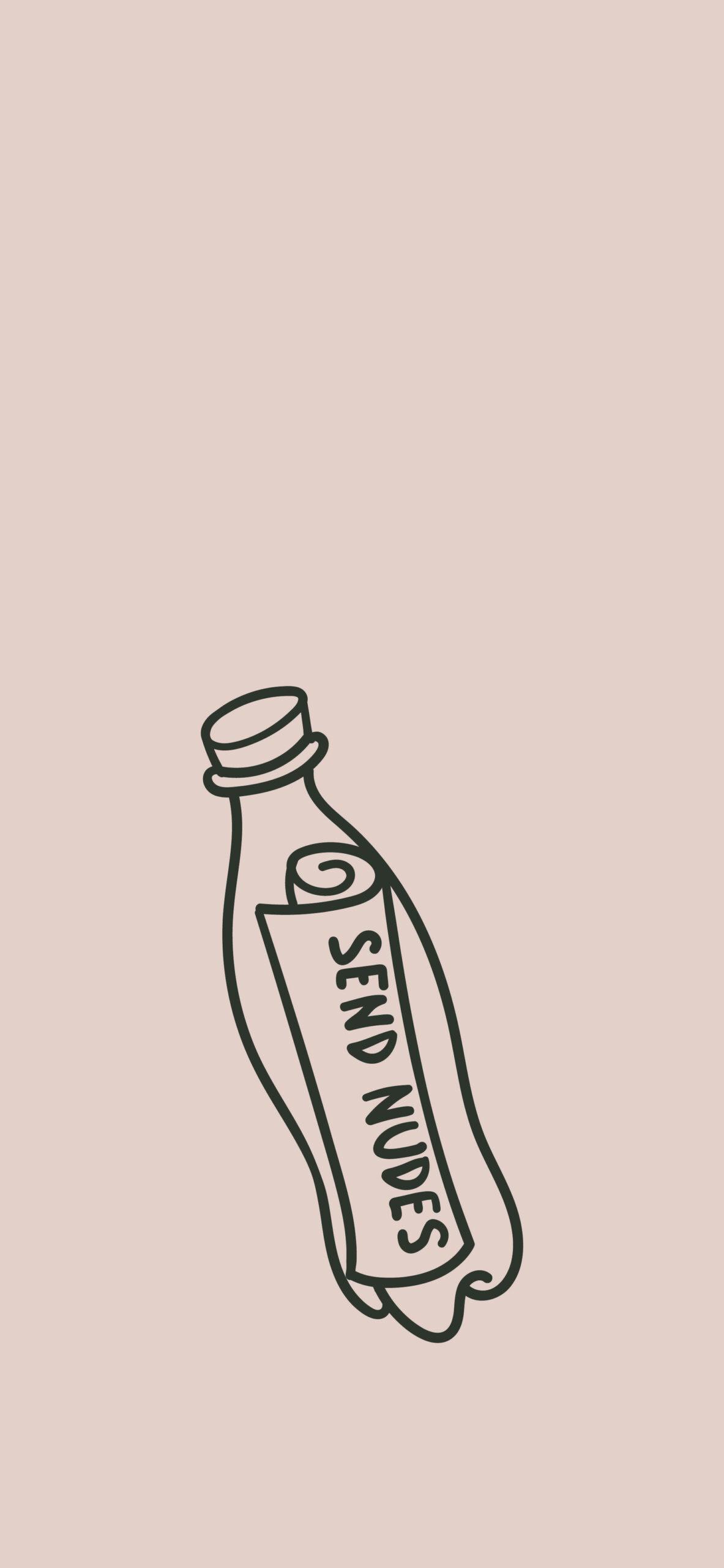 1183x2560 Beige Aesthetic Doodle Wallpaper Wallpaper for iPhone