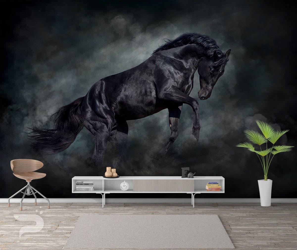1200x1010 Black Stallion MURAL Horse Wallpaper Black Bronco Wall