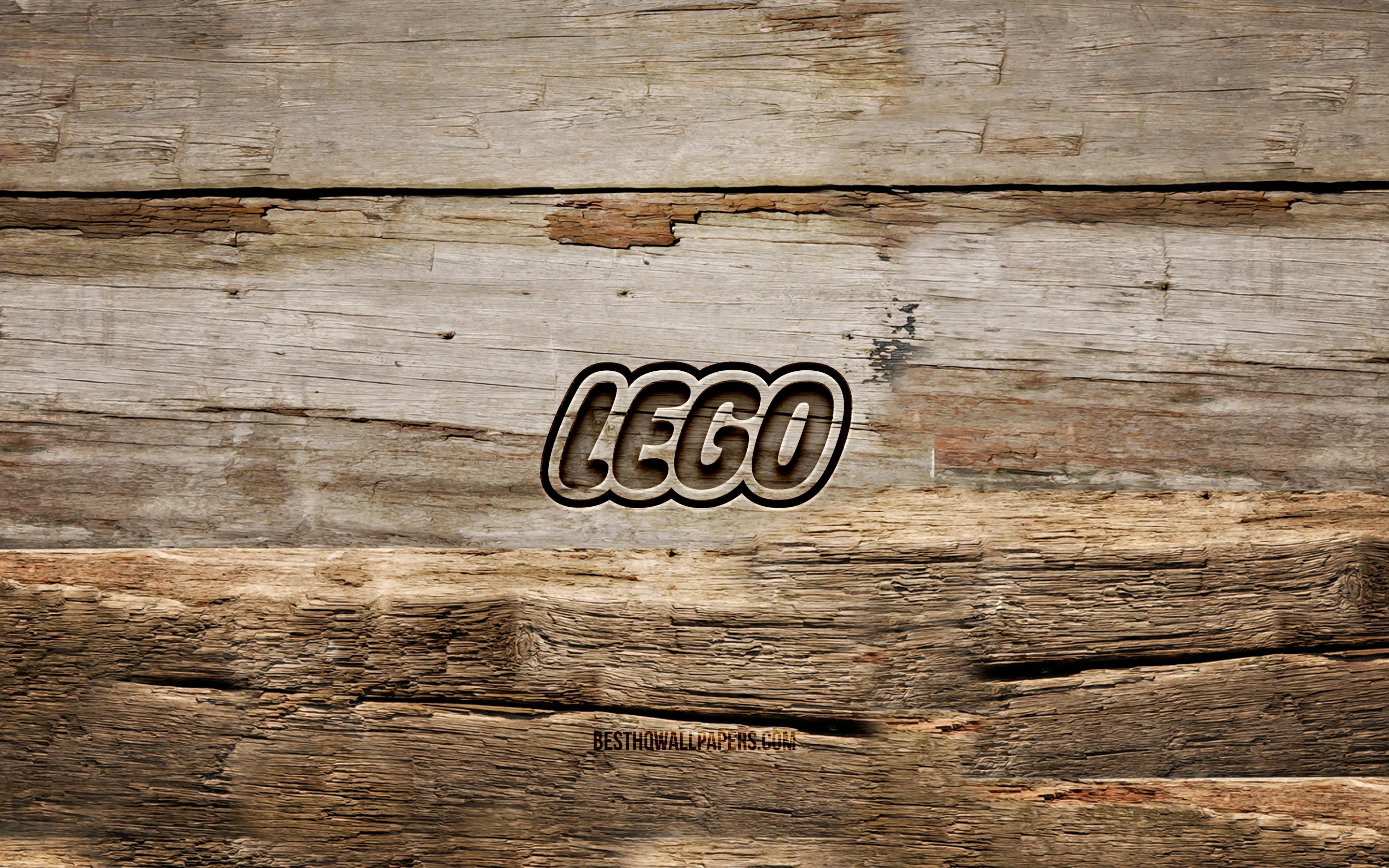 3840x2400 Download wallpaper LEGO wooden logo, 4K, wooden background, brands, LEGO logo, creative, wood carving, LEGO for desktop with resolution 3840x2400. High Quality HD picture wallpaper