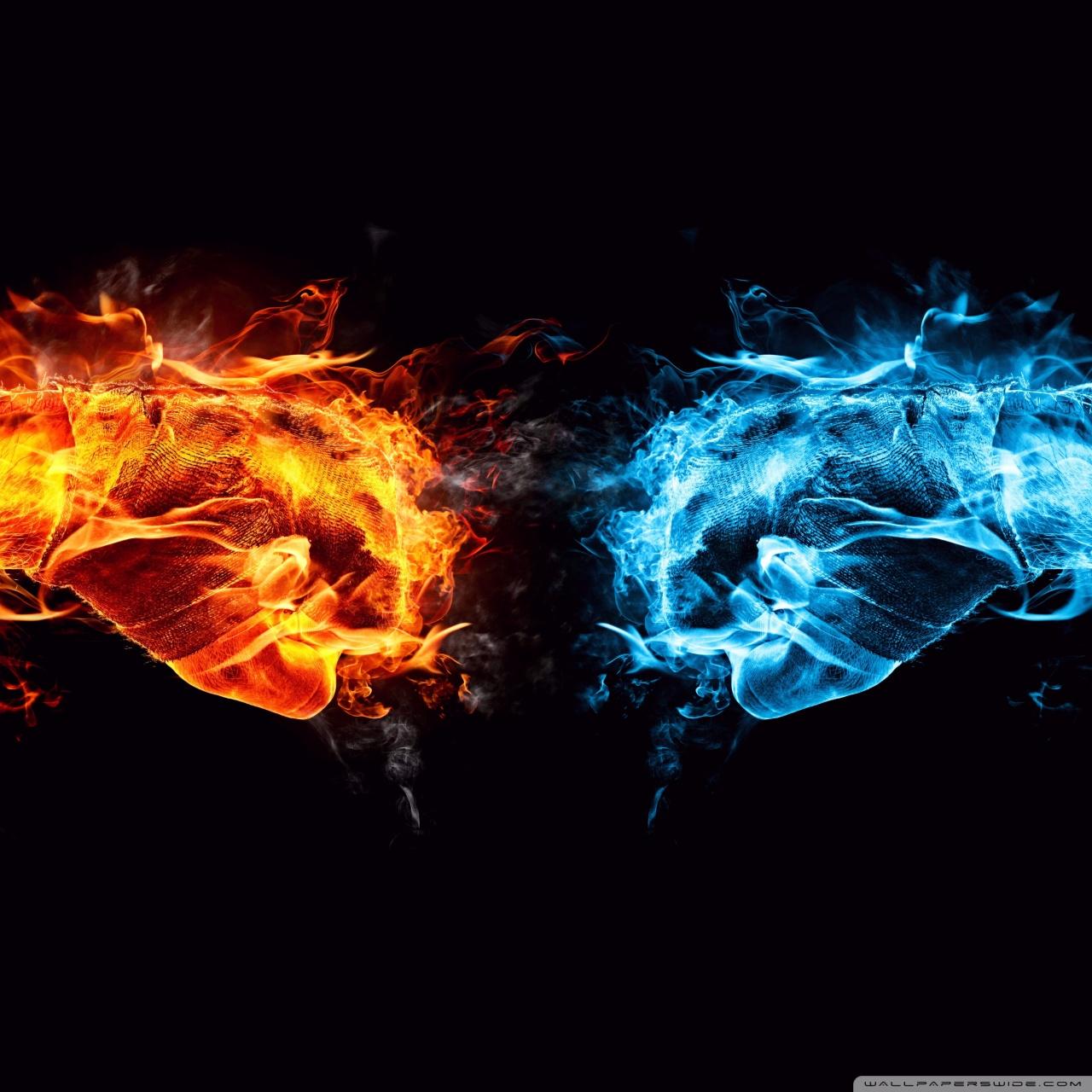 1280x1280 Fire Fist vs Water Fist Ultra HD Desktop Background Wallpaper for 4K UHD TV : Multi Display, Dual Monitor : Tablet