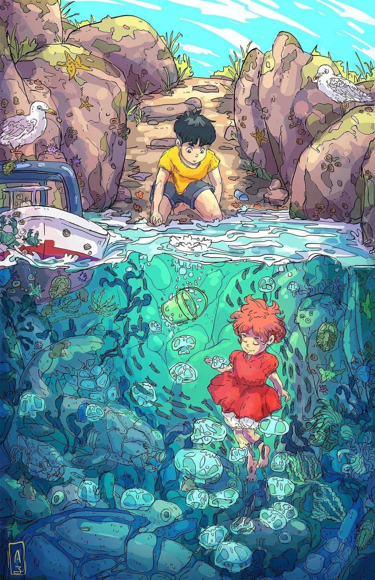 1242x1920 Download Fan Art Sosuke And Ponyo Wallpaper