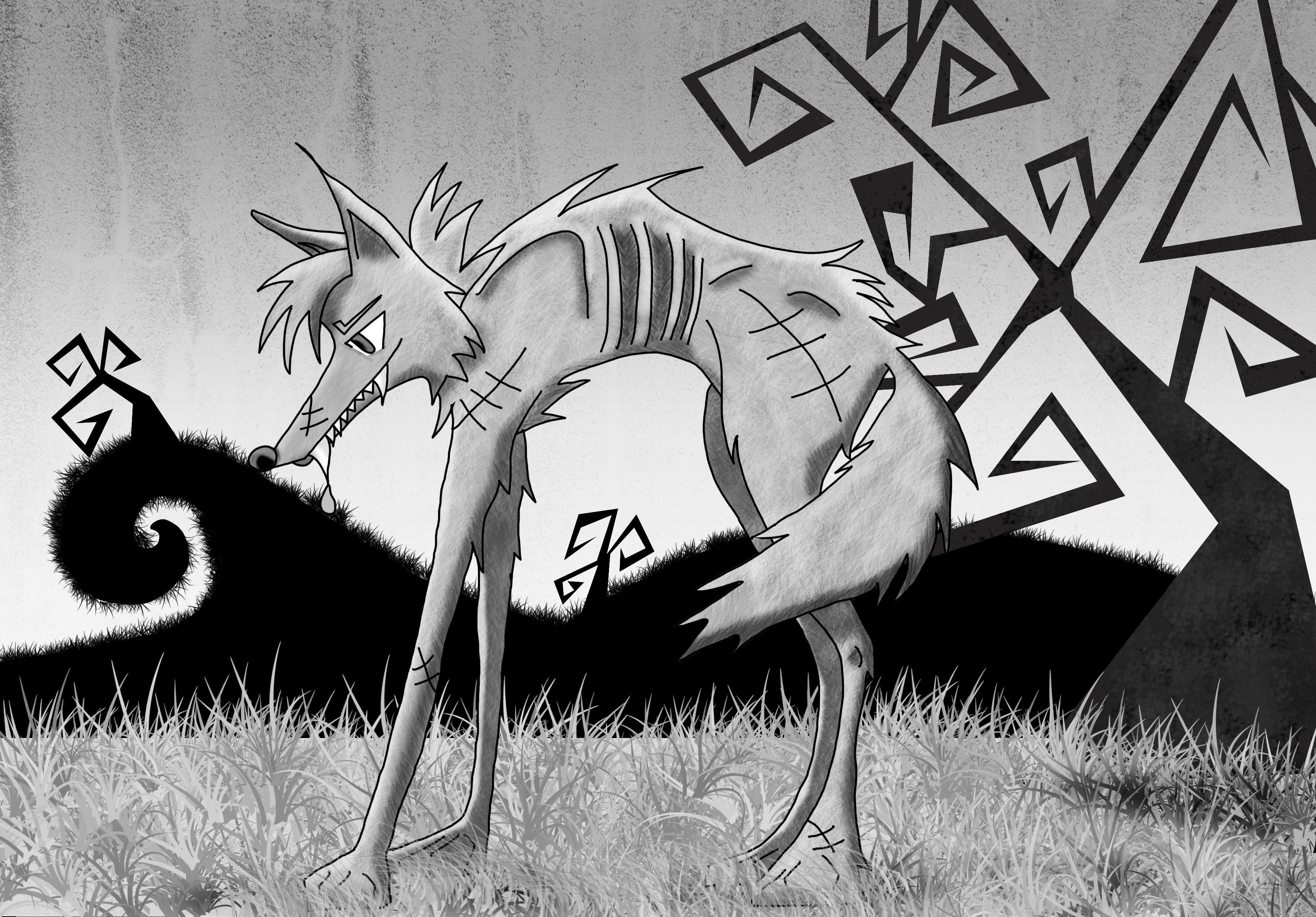 3479x2424 Tim Burton Esque Wolf *Photoshopped*
