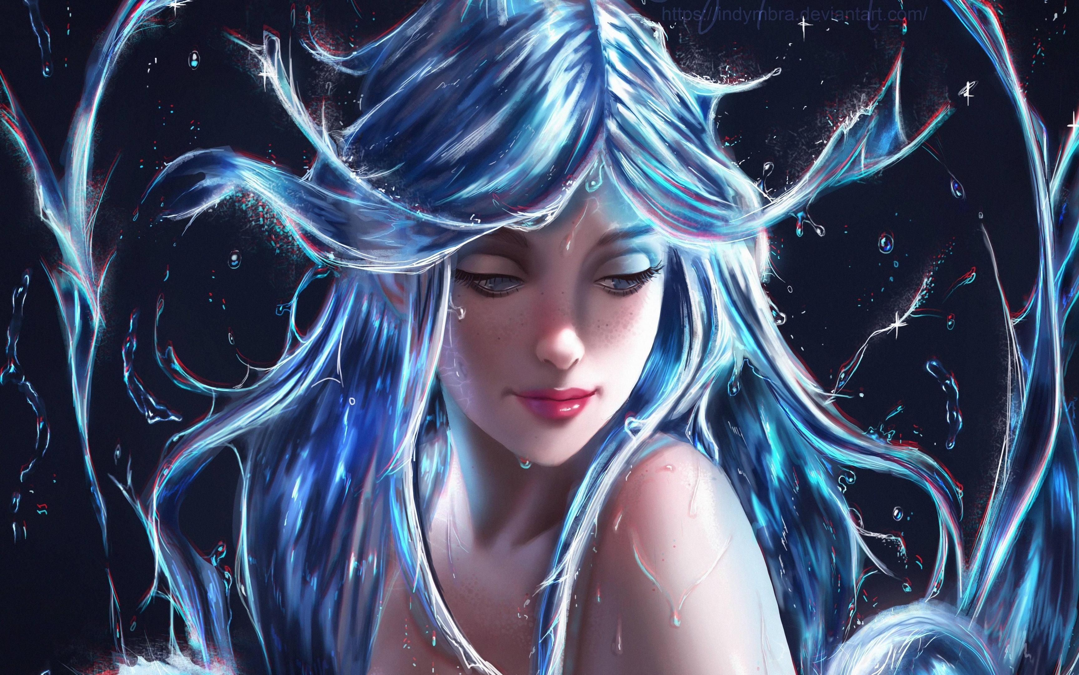 3456x2163 Fantastic girl with blue hair Desktop wallpaper 1920x1080