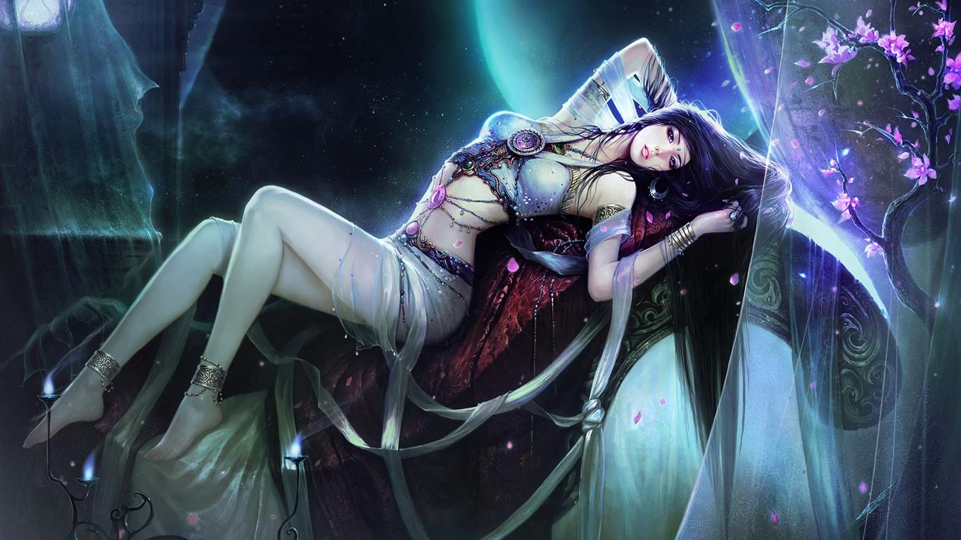 1366x768 Wallpaper Fantasy sakura girl 1920x1200 HD Picture, Image