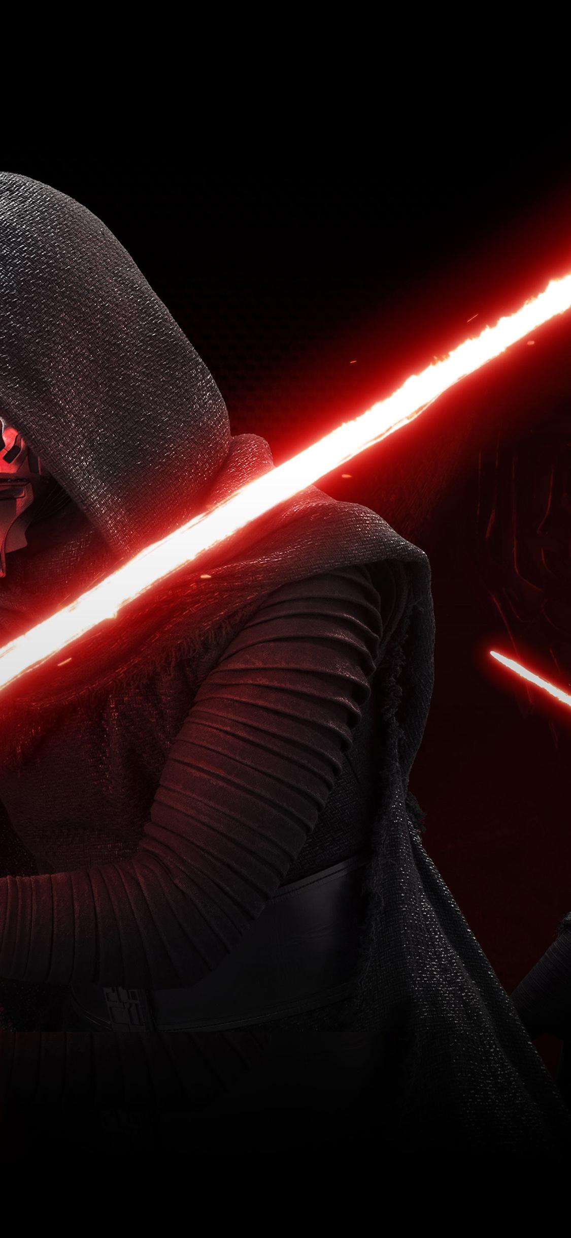 1125x2436 iPhone X wallpaper. starwars kylo ren dark red lightsaber art illustration