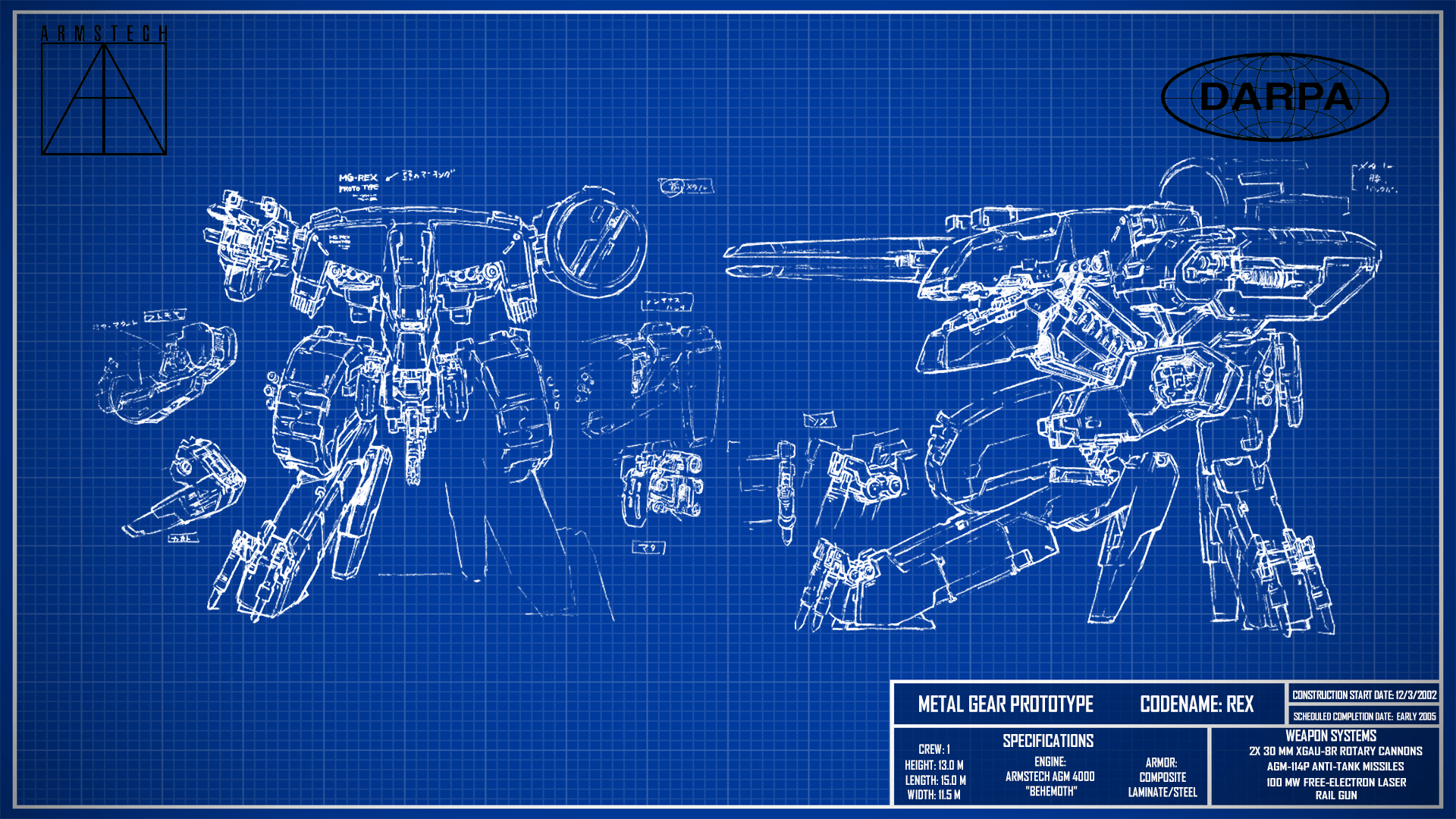 1920x1080 For The Metal Gear Solid Fans Here, I Made A MG REX Blueprint Wallpaper. Enjoy :) • R Gaming. Metal Gear Rex, Metal Gear Solid, Metal Gear