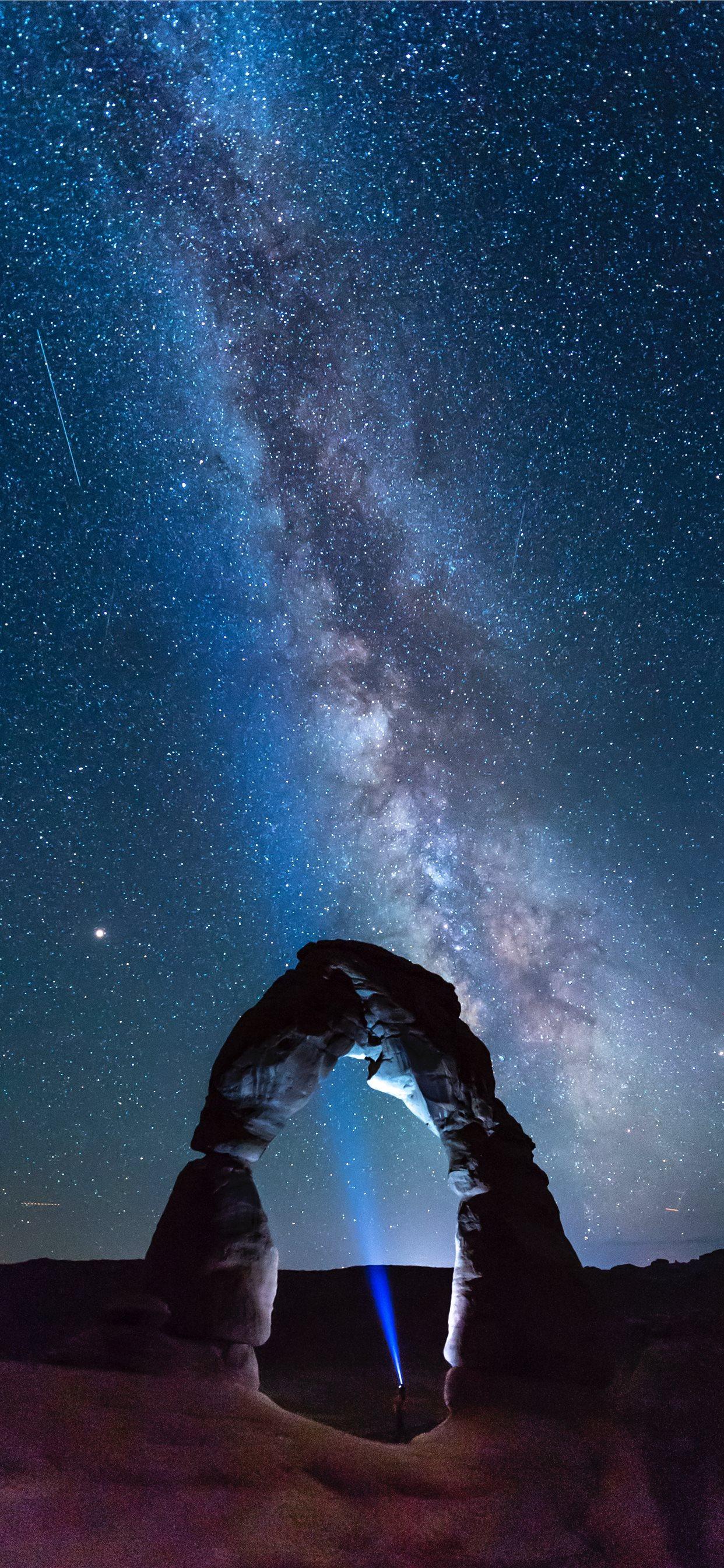 1242x2688 natural arch viewing milky way during night time iPhone X Wallpaper Free Download