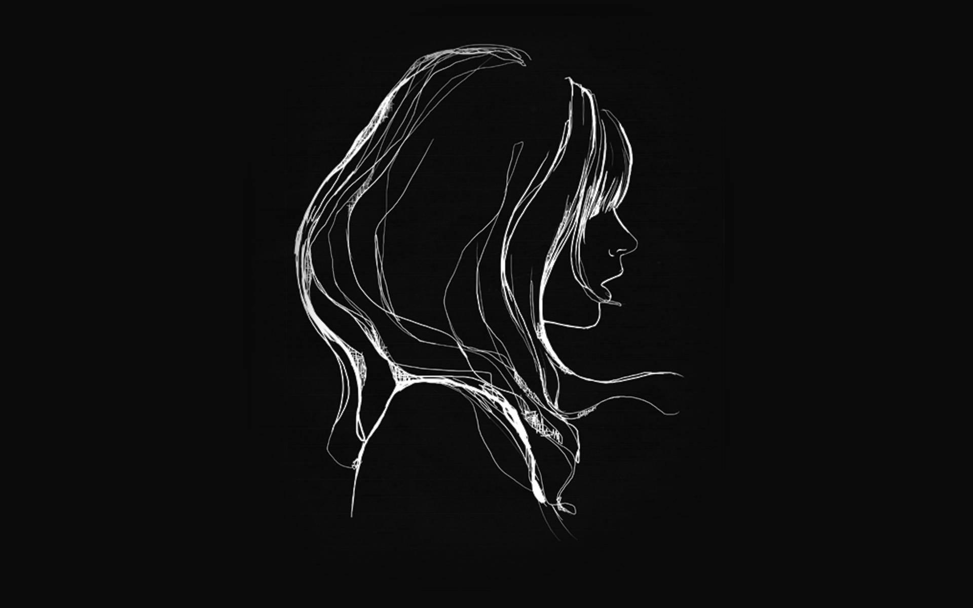 1920x1200 Download Black Minimalist Girl Aesthetic Drawing Wallpaper