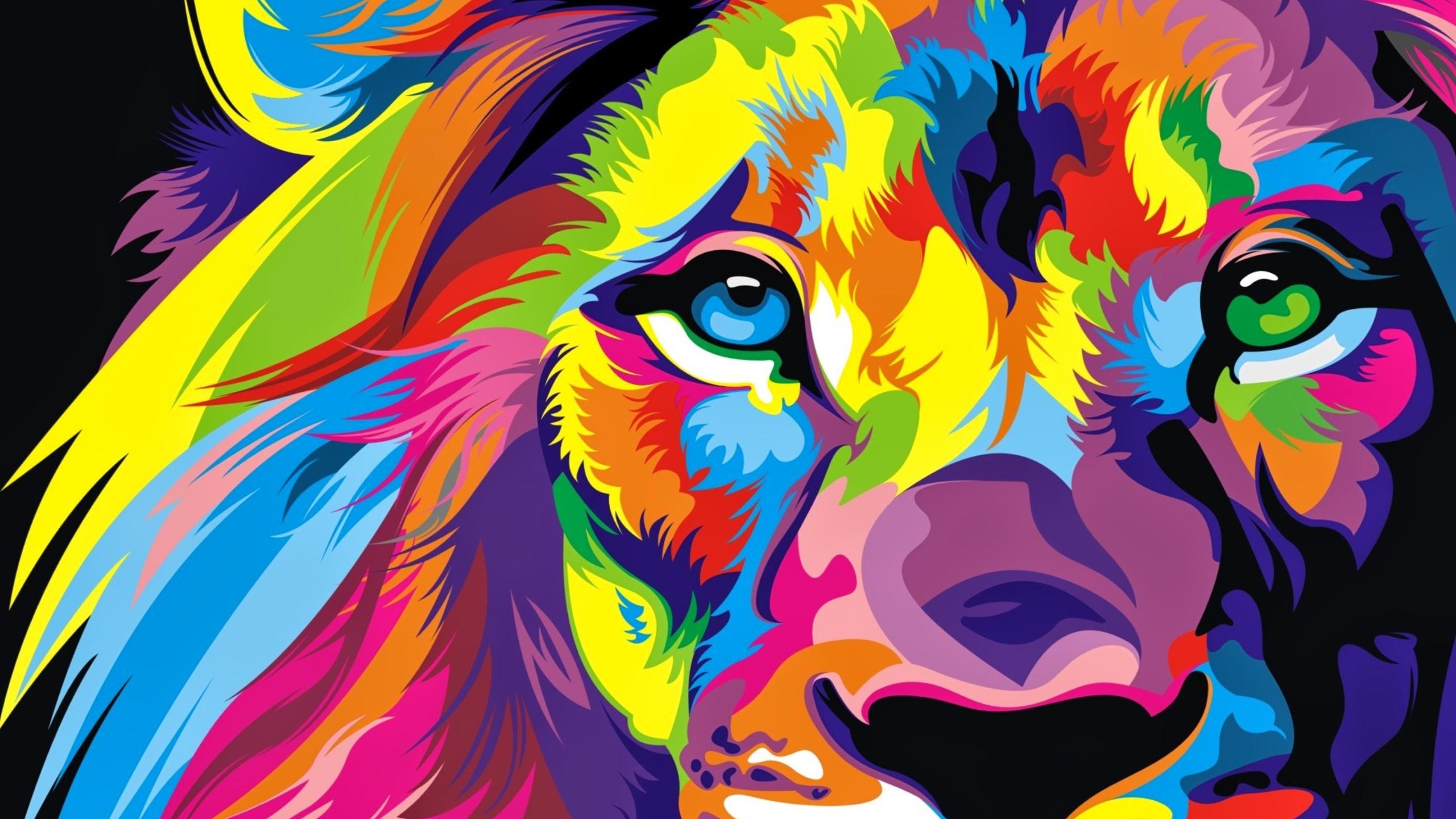 2560x1440 Wallpaper 4k Lion Colorful Artwork Wallpaper