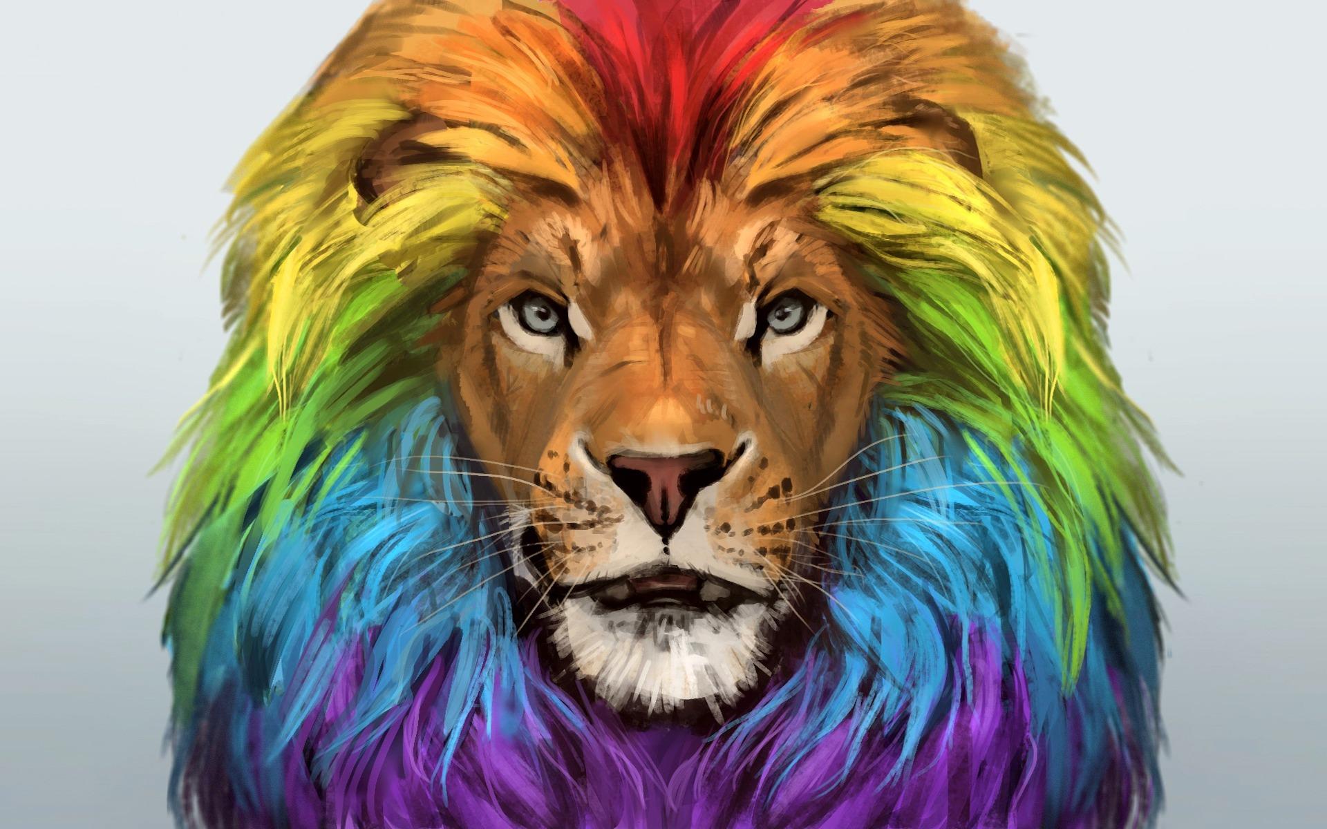 1920x1200 Download wallpaper lion, art, muzzle, rainbow, colorful portrait, colorful lion for desktop with resolution 1920x1200. High Quality HD picture wallpaper