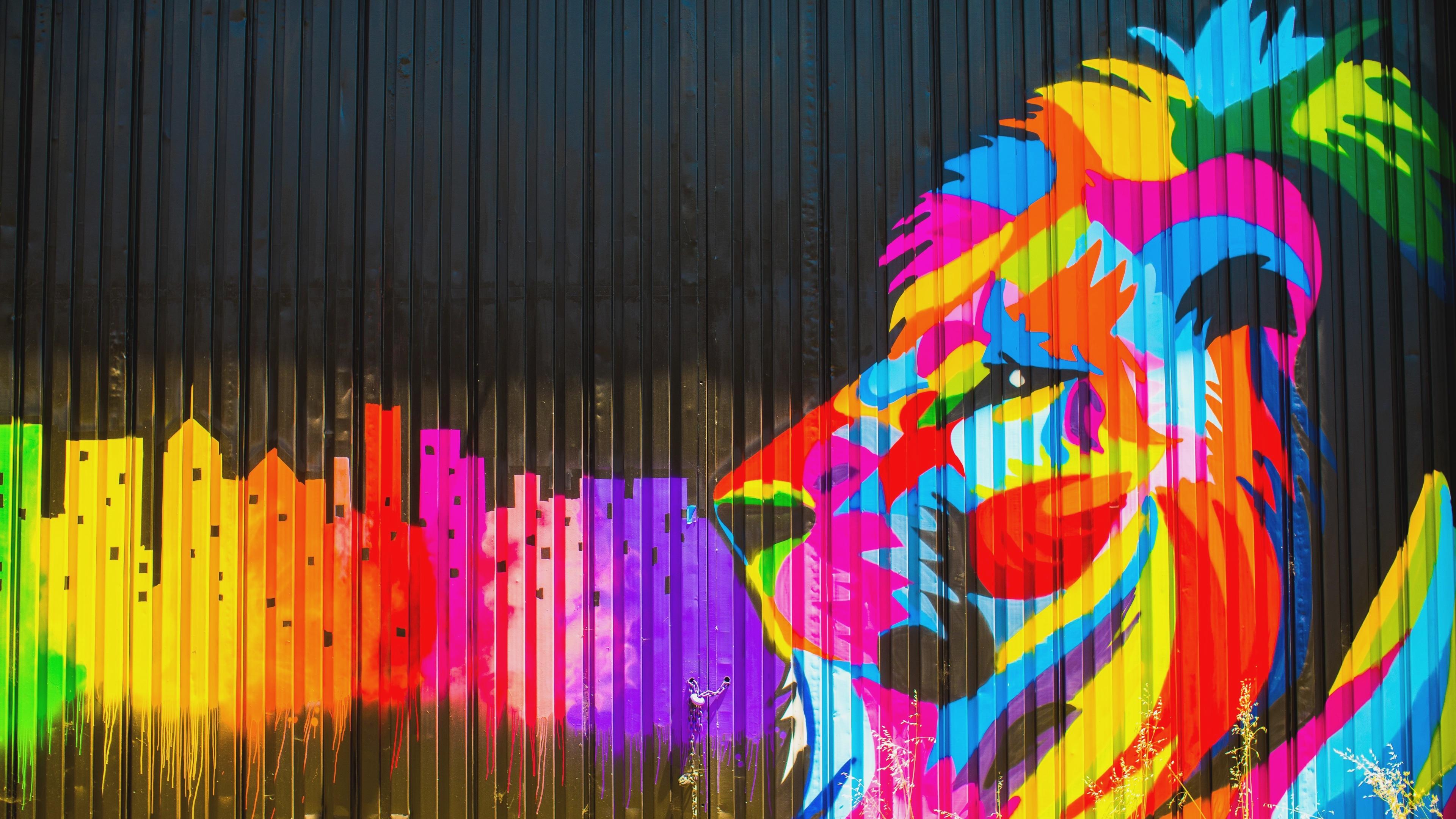 3840x2160 Colorful Lion New Mobile Wallpaper In Street Art Lions