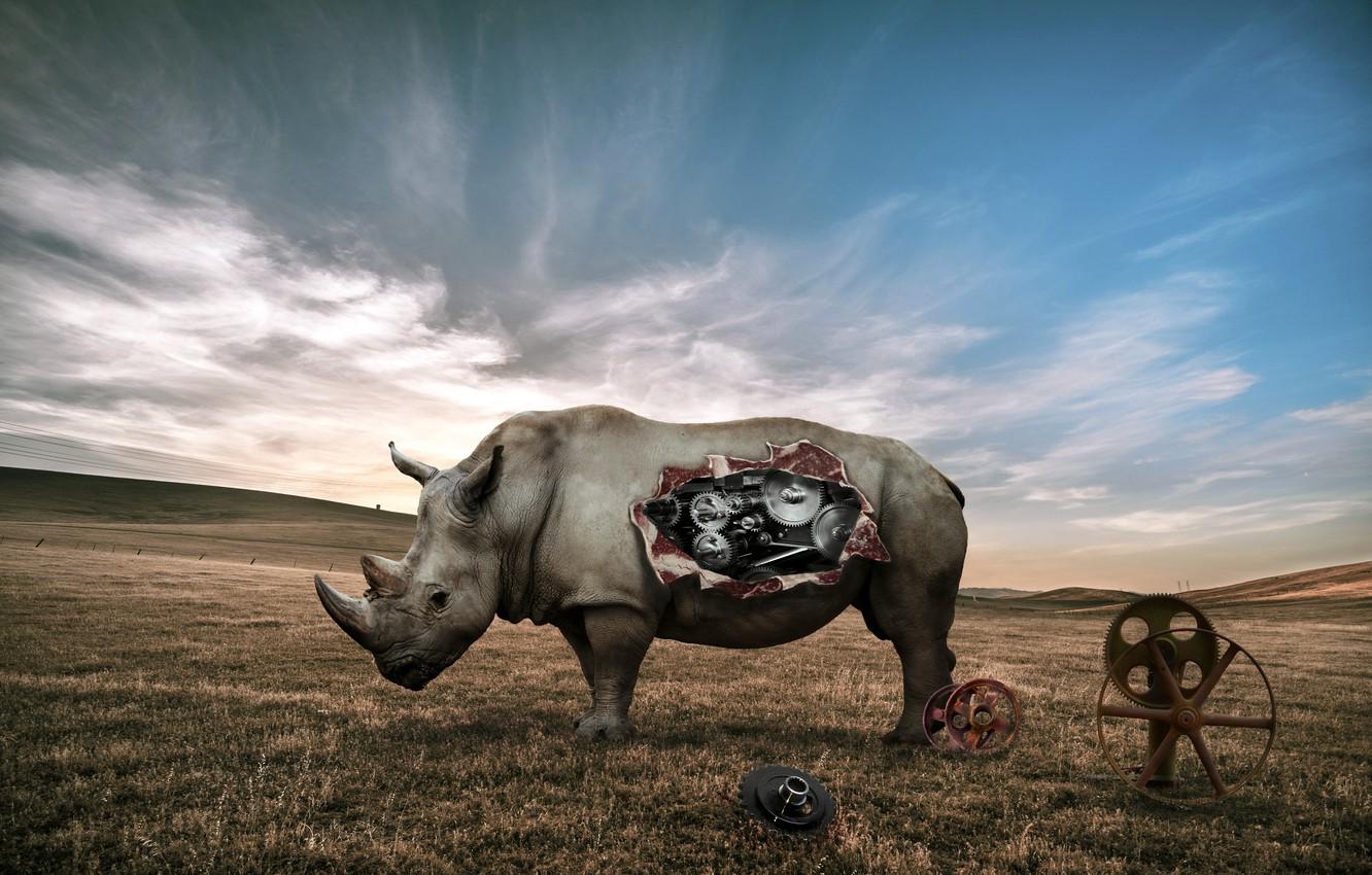 1332x850 Wallpaper fiction, mechanism, Rhino image for desktop, section фантастика