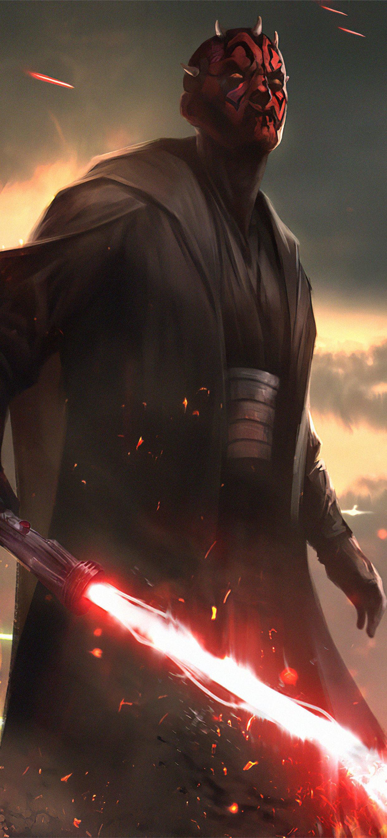 1242x2688 darth maul star wars fanartwork iPhone 11 Wallpaper Free Download