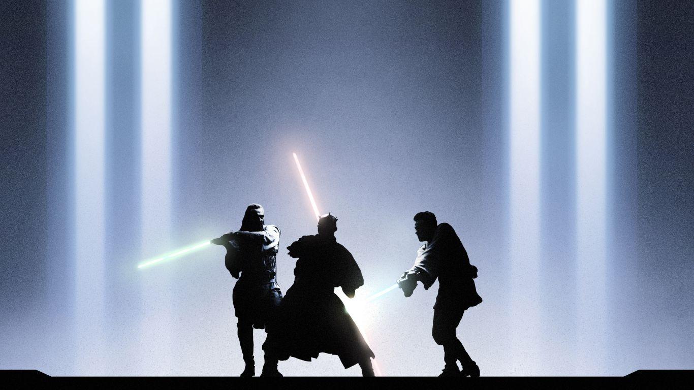 1366x768 Star Wars Obi Wan Qui Gon Darth Maul wallpaper in 1366x768 resolution