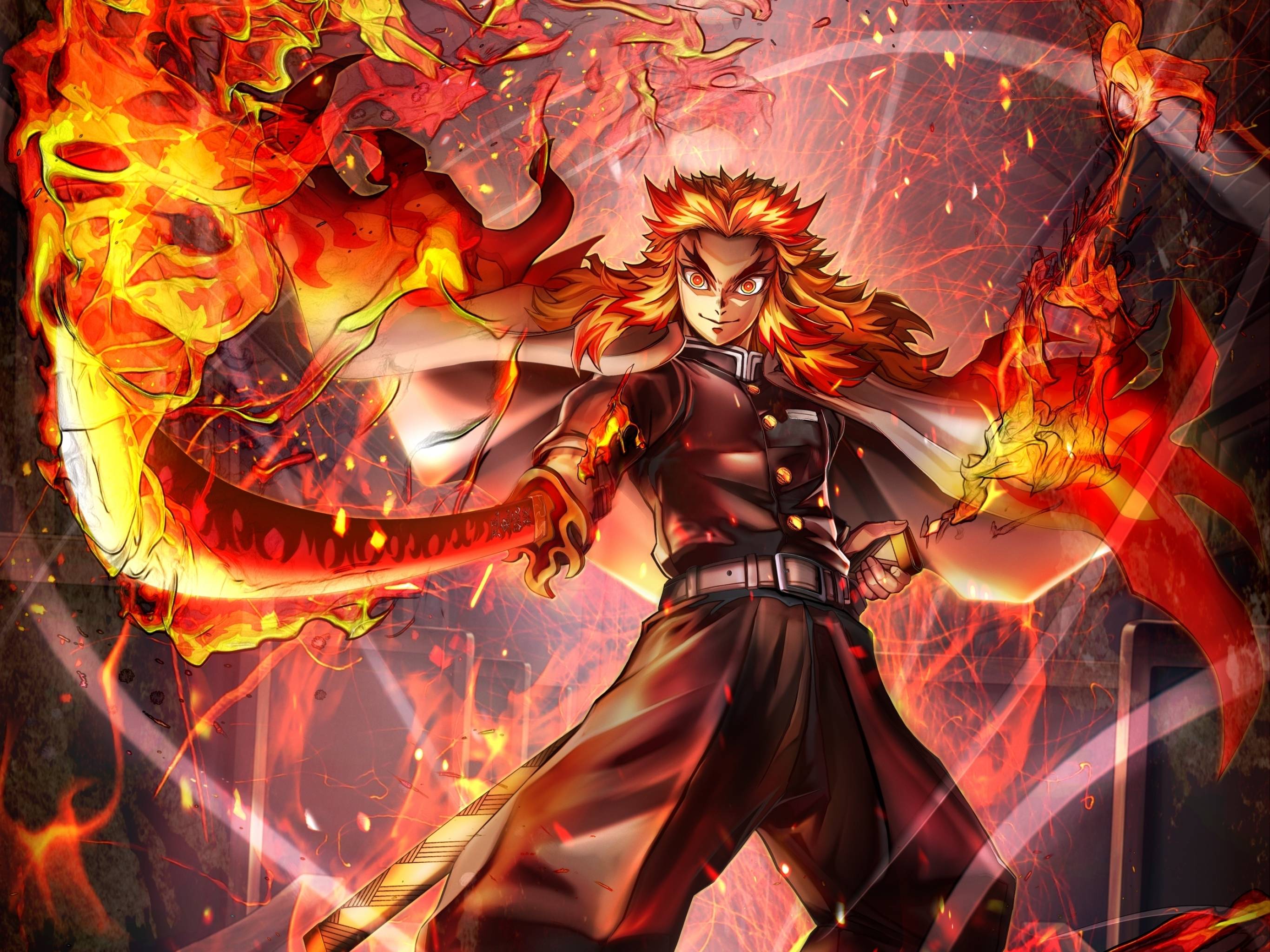 2732x2048 Kyojuro Rengoku Cool HD Demon Slayer 2732x2048 Resolution Wallpaper, HD Anime 4K Wallpaper, Image, Photo and Background
