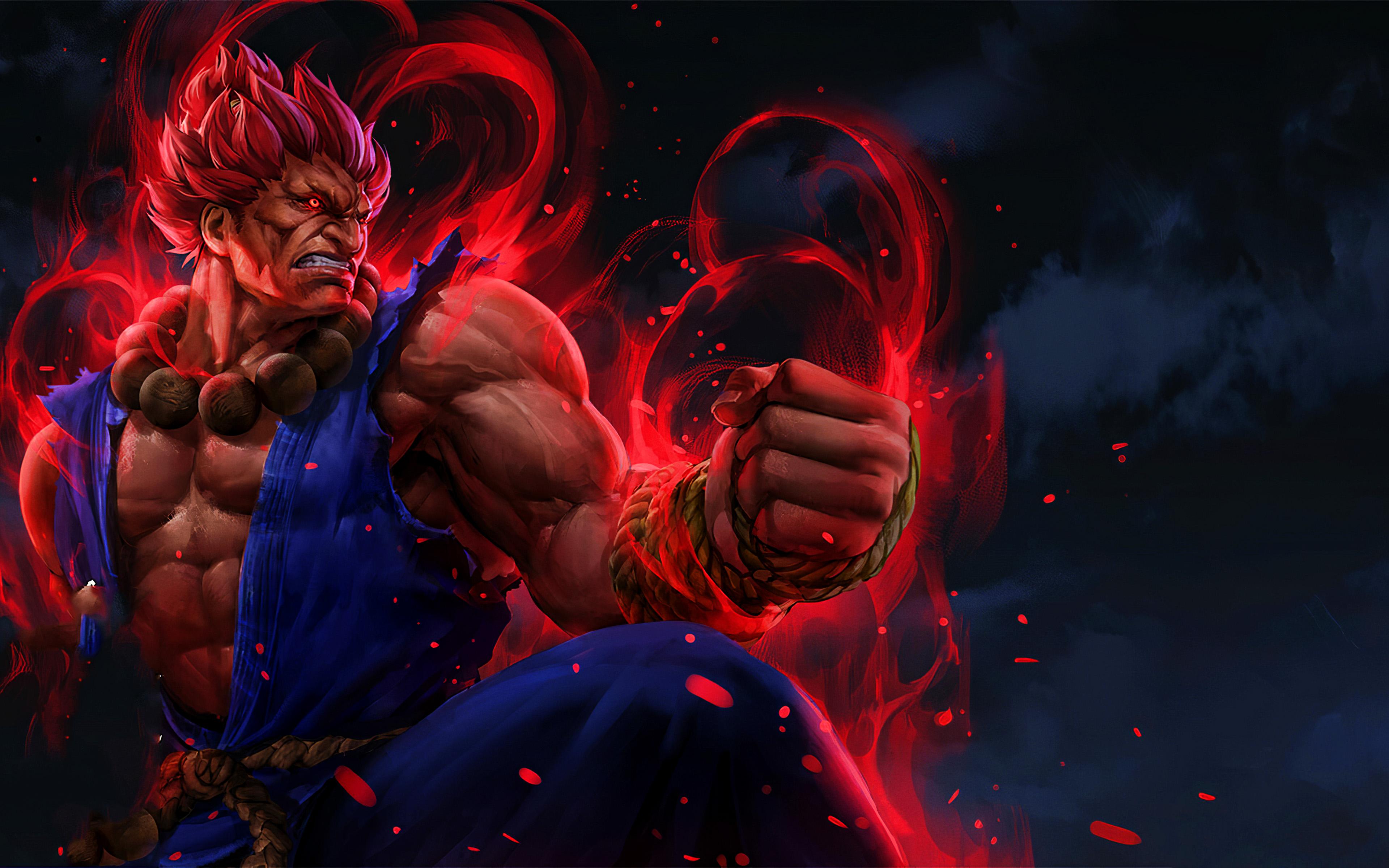 3840x2400 Download wallpaper 4k, Akuma, night, Gouki, Street Fighter, 3D art, battle, Fortitude, Great Demon, Great Devil, Great Ogre, Akuma Street Fighter, Akuma 4K for desktop with resolution 1024x1024. High Quality HD picture
