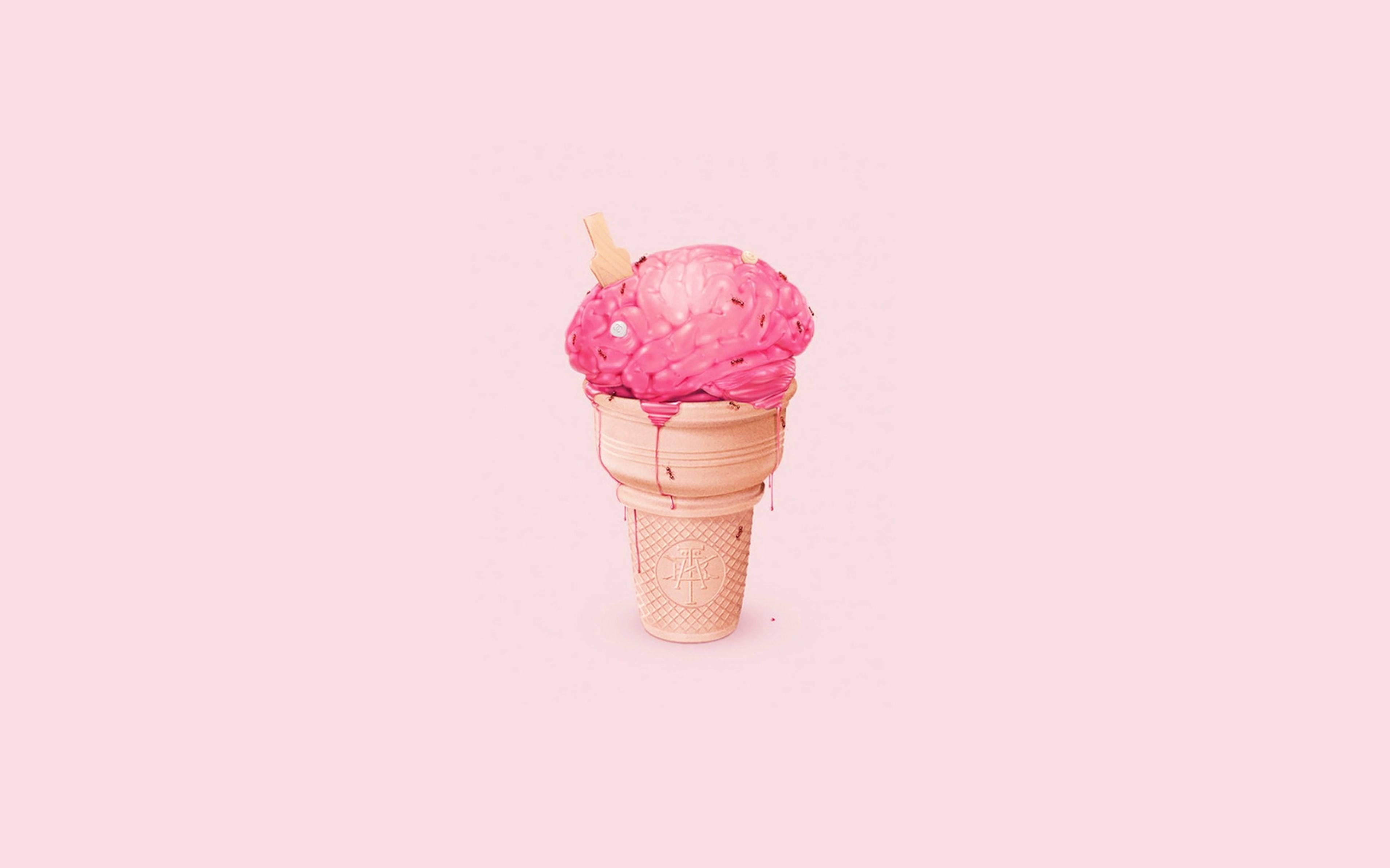 3818x2385 Download Cute Pink Brain Ice Cream Wallpaper