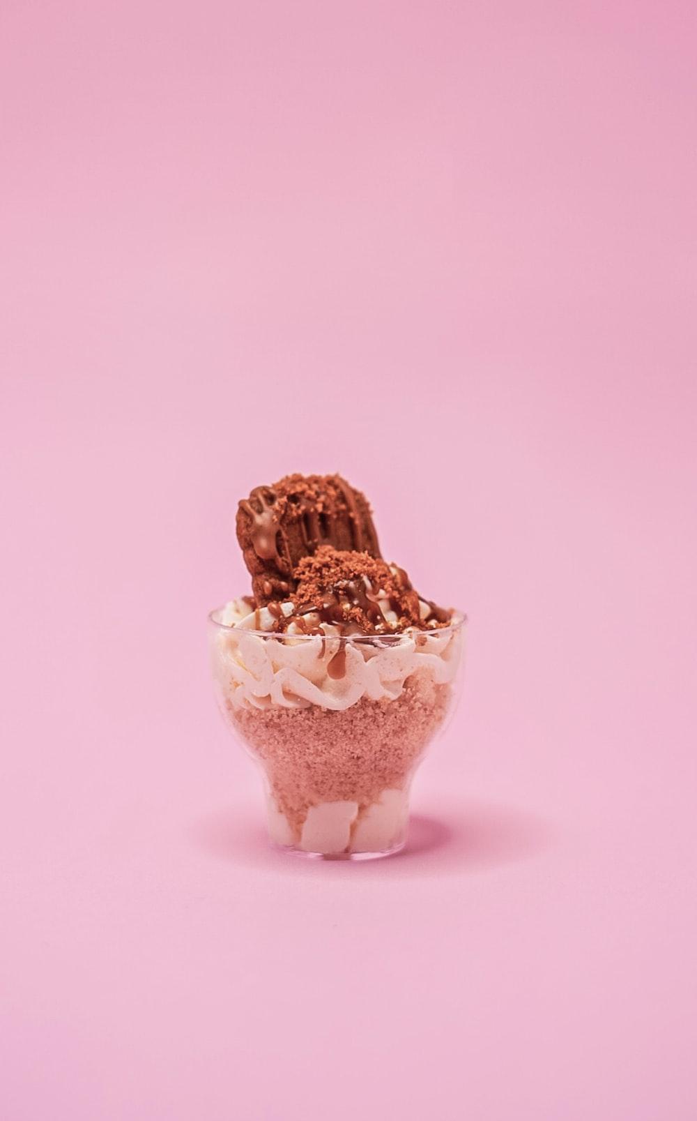 1000x1607 brown ice cream cone on white table photo