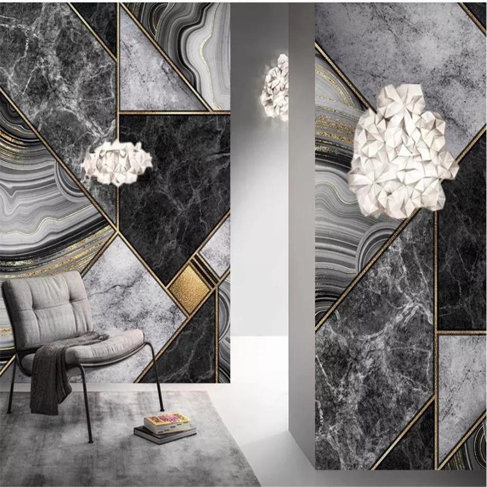 1000x1000 Modern Wallpaper For Living Room Abstract Geometric Wallpaper Black And White Marble Wallpaper Golden Lines Tv Background Wall