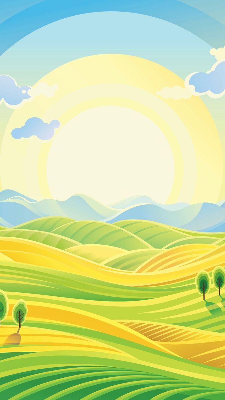 736x1308 Bright summer day. Landscape illustration, Graphic wallpaper, Art wallpaper