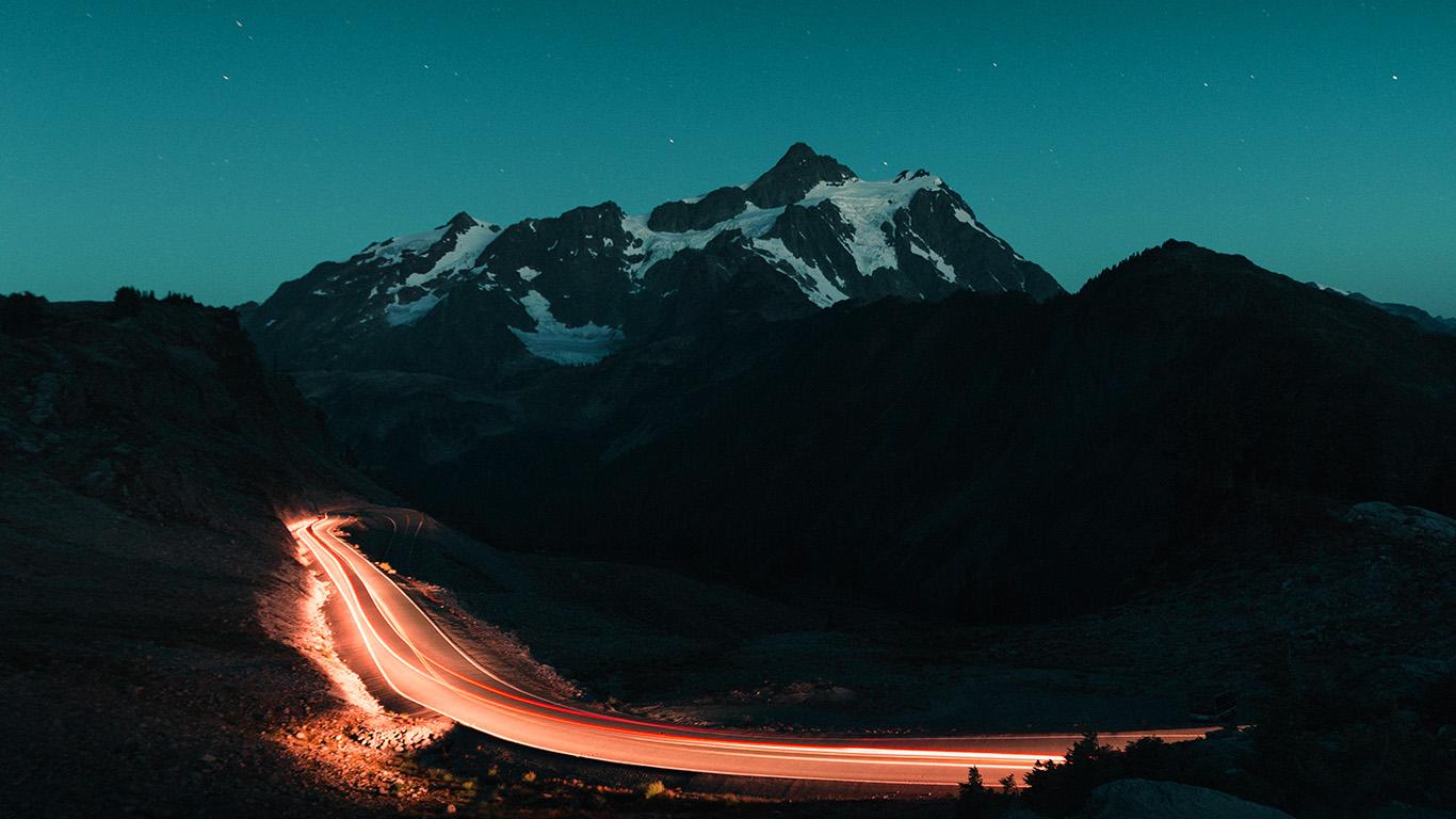 1366x768 wallpaper for desktop, laptop. night mountain road street light green