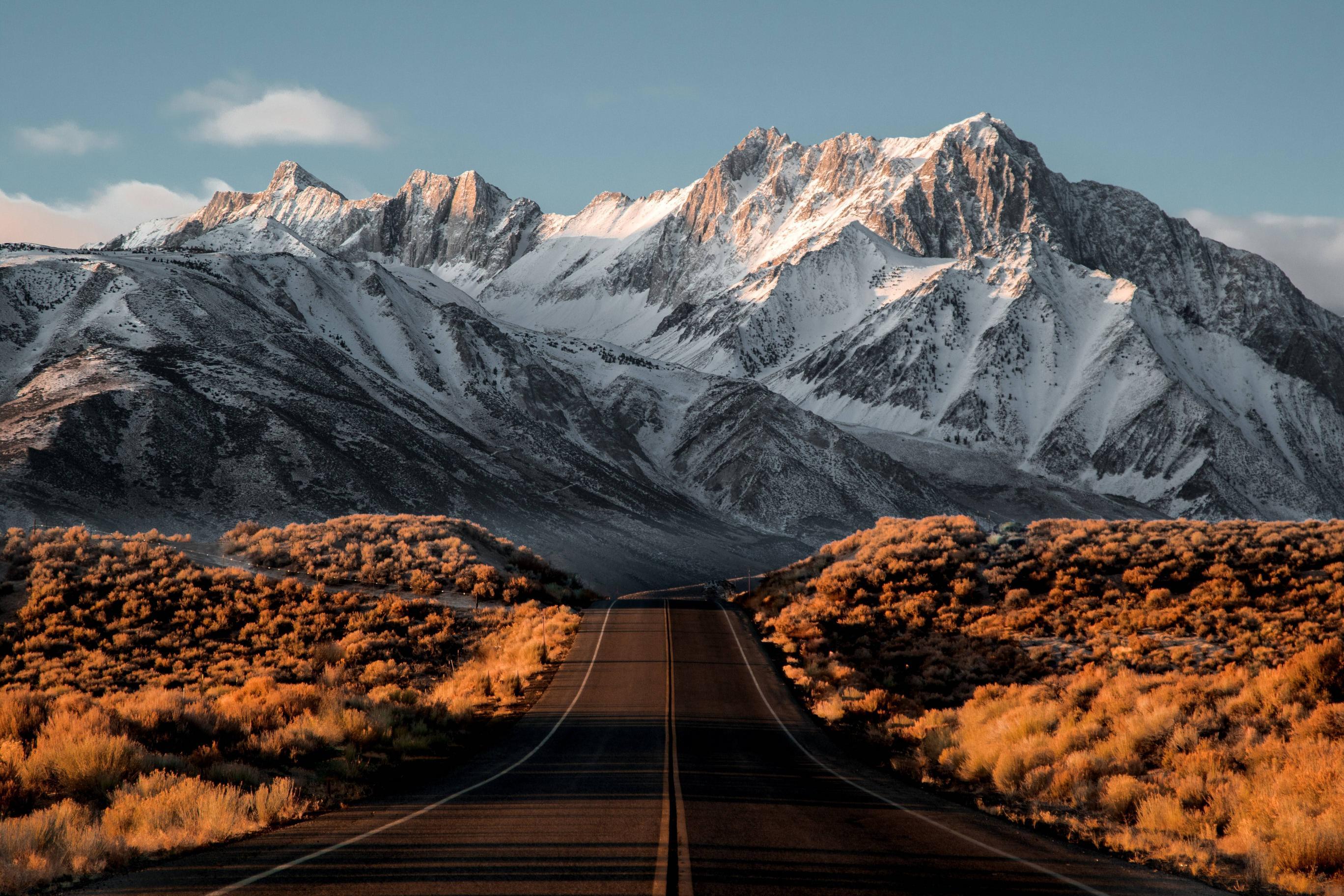 2736x1824 Beautiful Snowy Mountains Road 1080P Resolution HD 4k Wallpaper, Image, Background, Photo and Picture