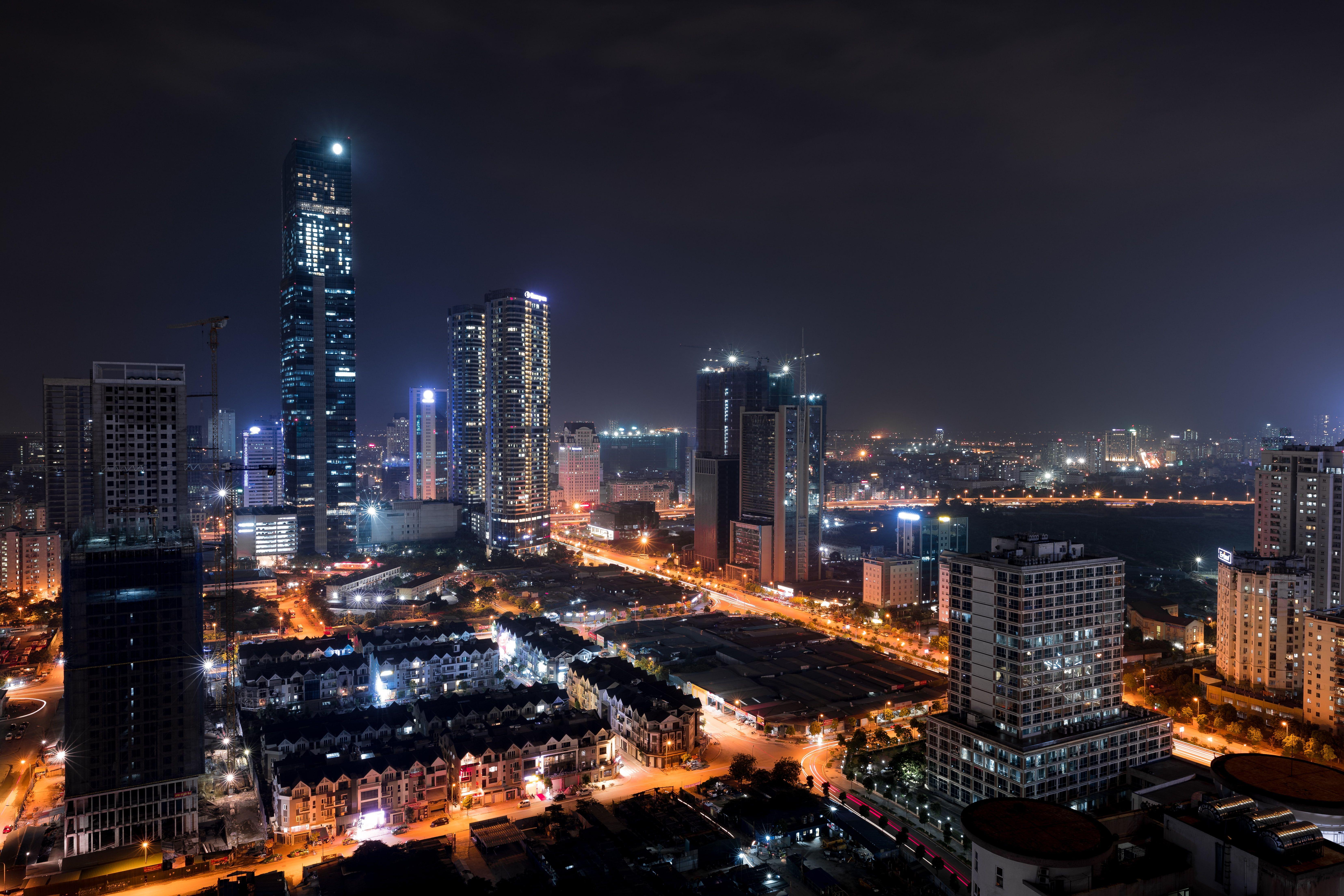 6621x4414 city #Hanoi #skyline #night #lights