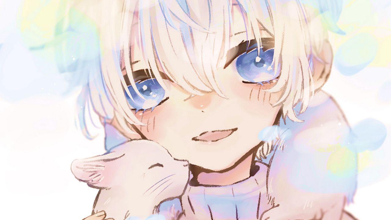 1280x720 Wallpaper girl, kitten, cute, anime, art hd, picture, image