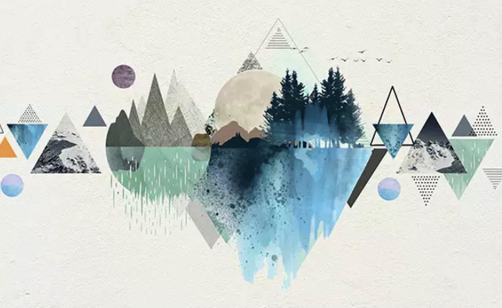 1728x1063 Loon Peak® Crosslake Forest Geometric Pattern Landscape Wall Mural