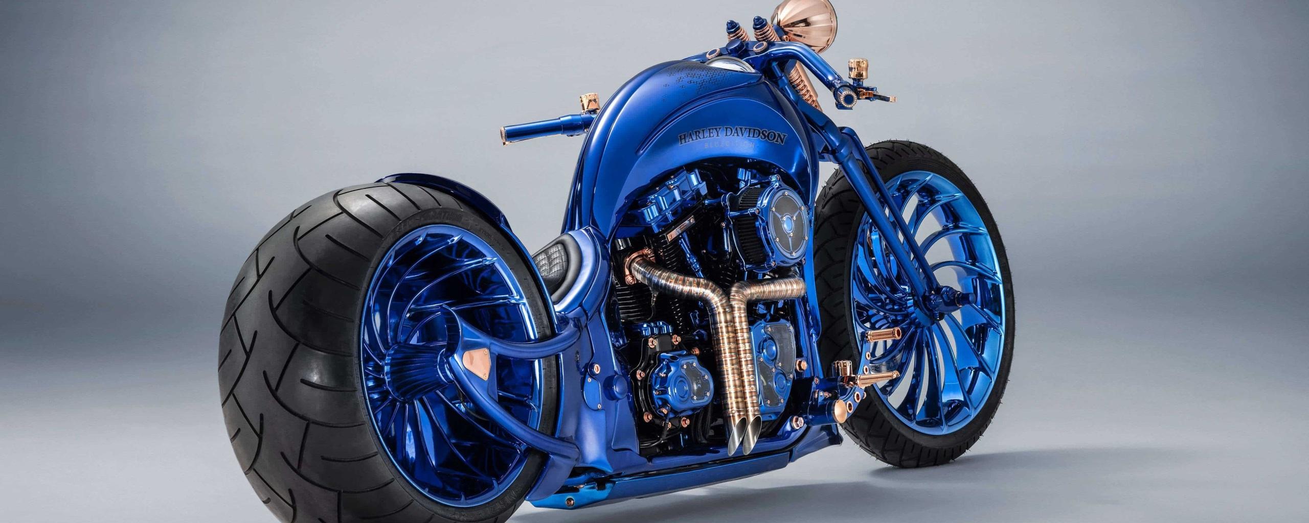 2560x1024 Wallpaper 4k Harley Davidson Blue Edition 4k Wallpaper