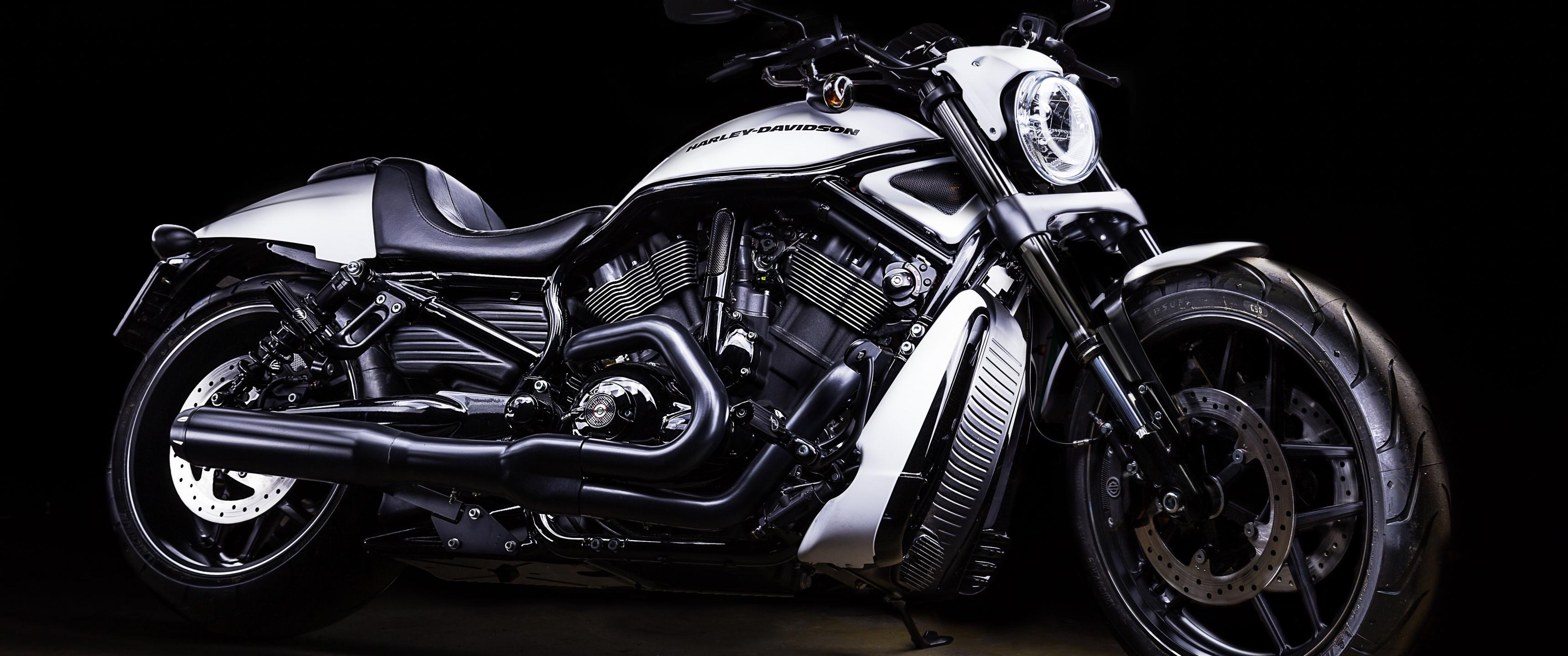 3440x1440 Harley Davidson Wallpaper 4K, Black Background, Motorcycle, White, 5K, Black Dark