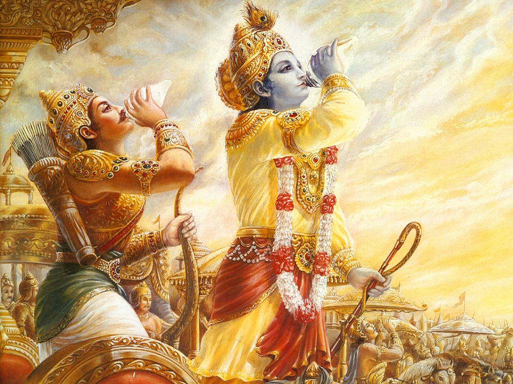 1024x768 Lord Krishna And Arjuna Wallpaper